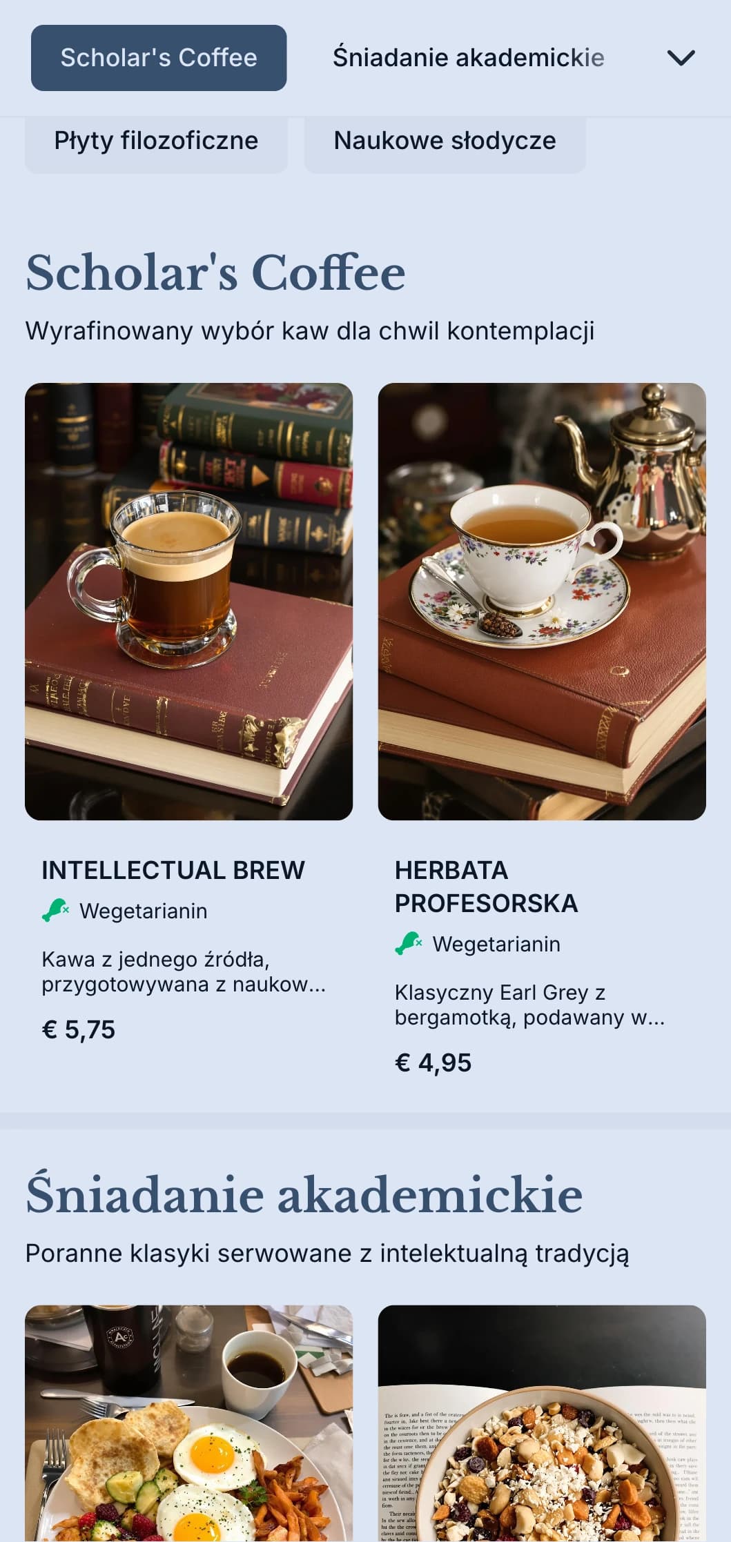 Wyrafinowany marynarski design z elementami akademickimi dla kawiarni sąsiadujących z uniwersytetami.