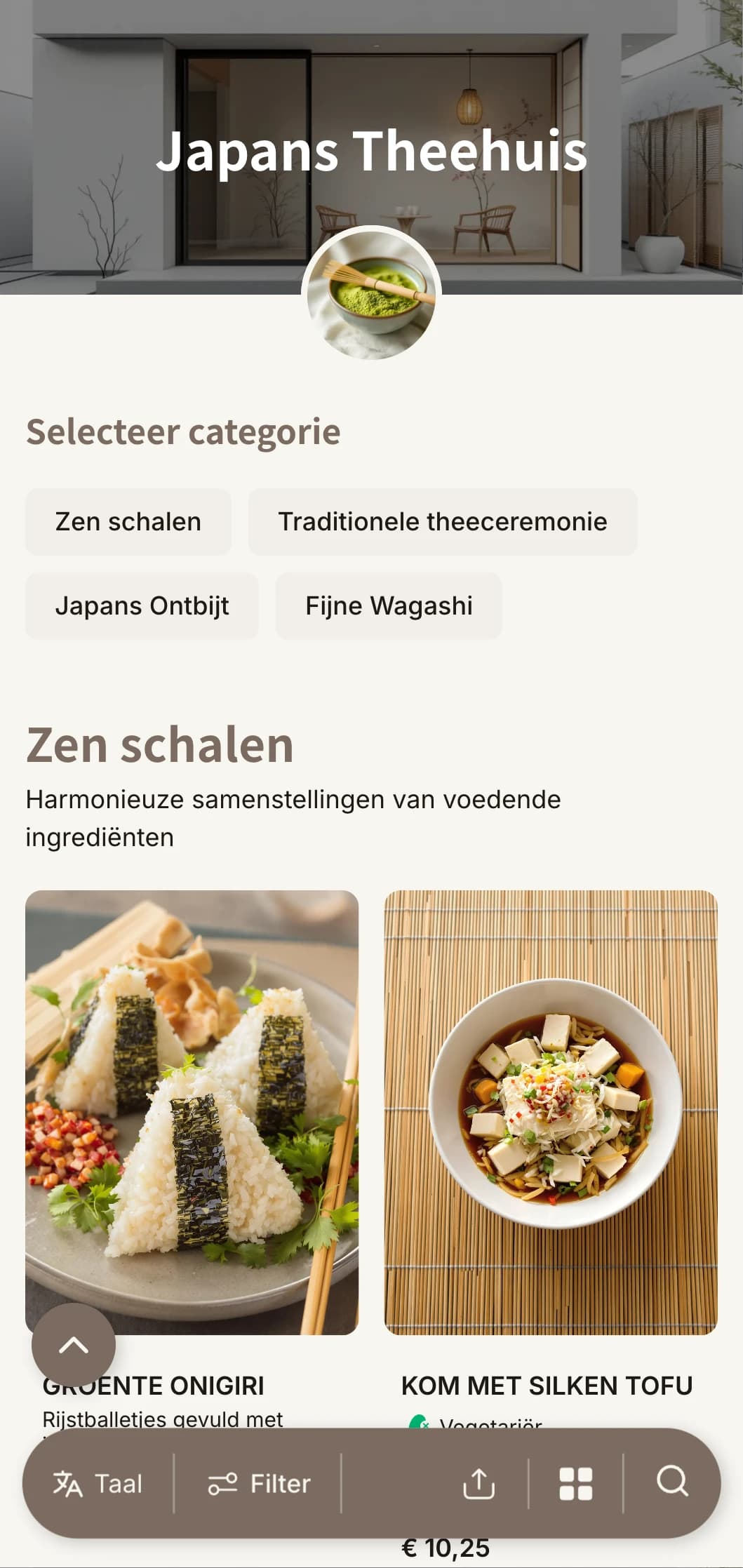 Minimalistisch ontwerp geïnspireerd door Japanse esthetiek voor theehuizen en zencafés.