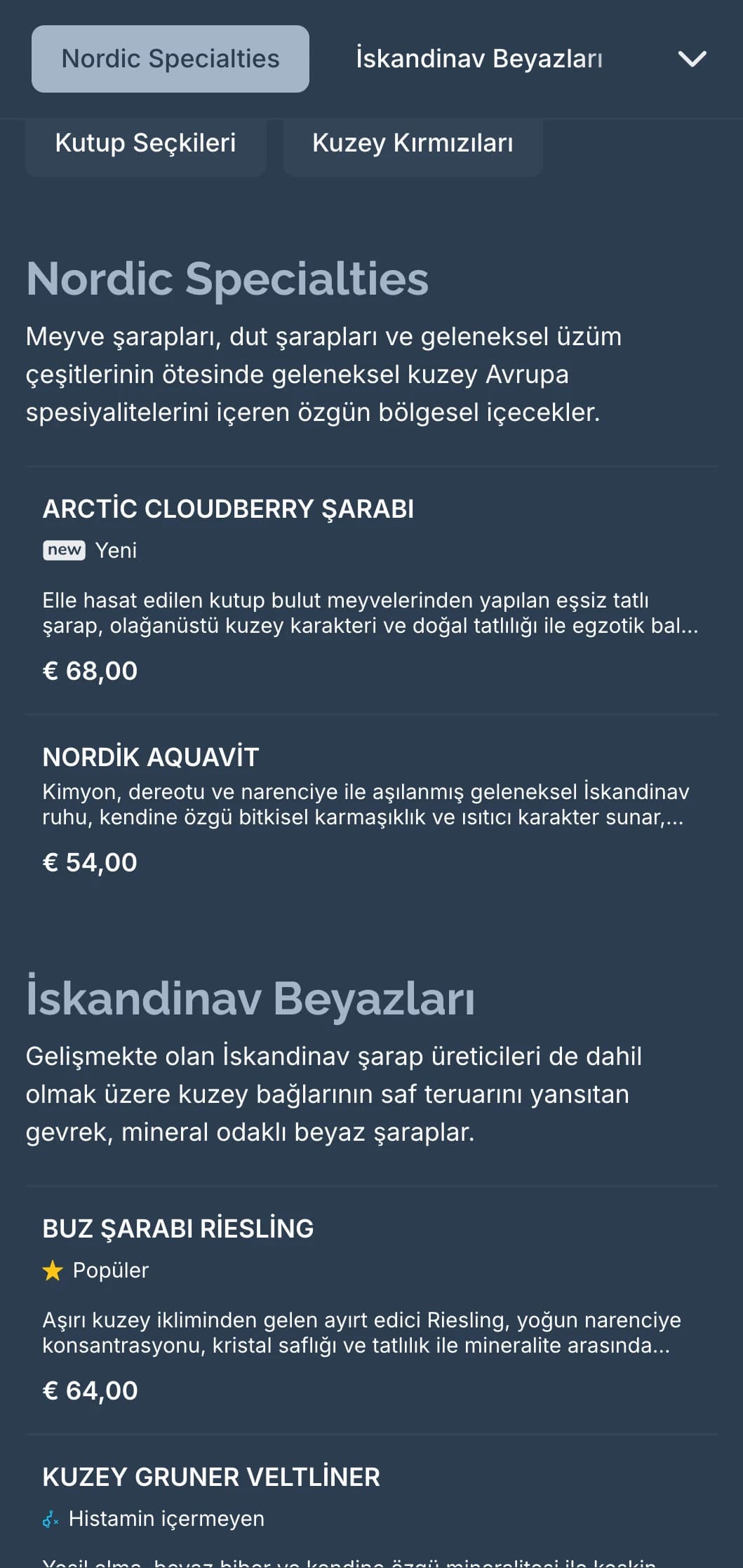 Soğuk mavi tonları ve minimalist tasarımı ile İskandinav esintili şarap listesi şablonu, çağdaş İskandinav restoranları ve uluslararası şarap barları için ideal.
