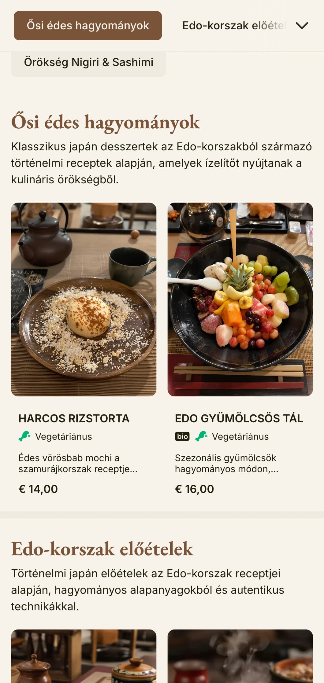 Történelmi japán ihletésű sushi-menü, amely a hagyományos Edo-korszak esztétikáját mutatja be klasszikus tipográfiával.