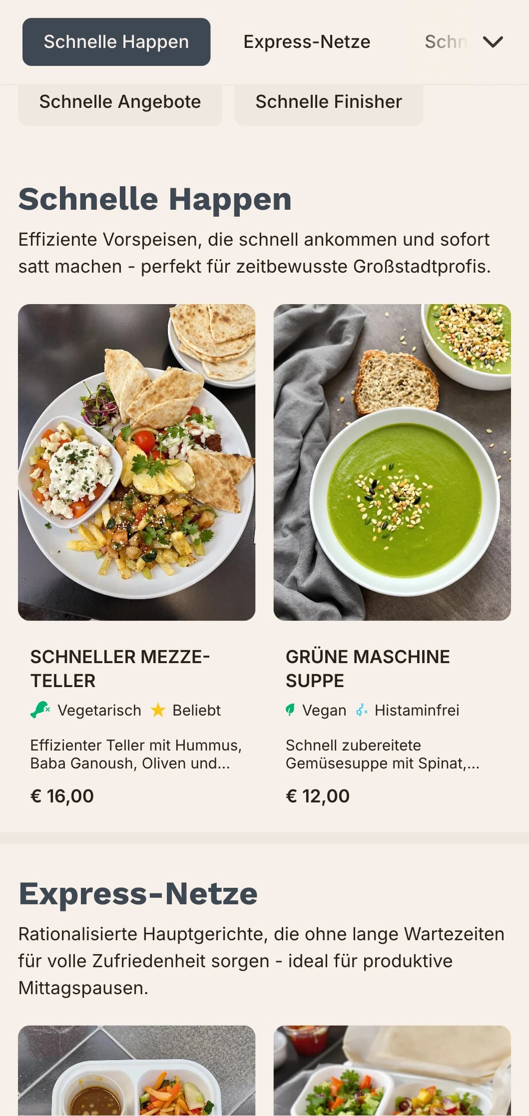 Effizientes, von der Stadt inspiriertes Design für Mittagsmenüs mit kräftiger Typografie und klarer Gliederung, ideal für Restaurants in der Stadt, die Berufstätige mit begrenzter Mittagspause bedienen.