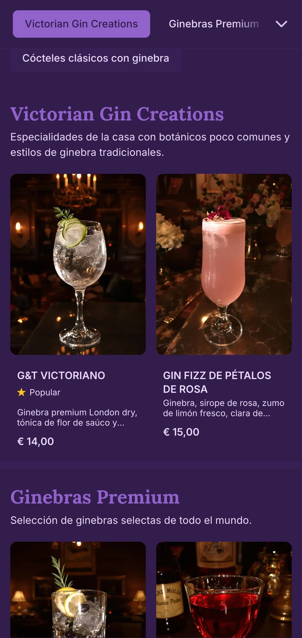 Elegante diseño verde con elementos ornamentales para bares de estilo victoriano centrados en la ginebra.