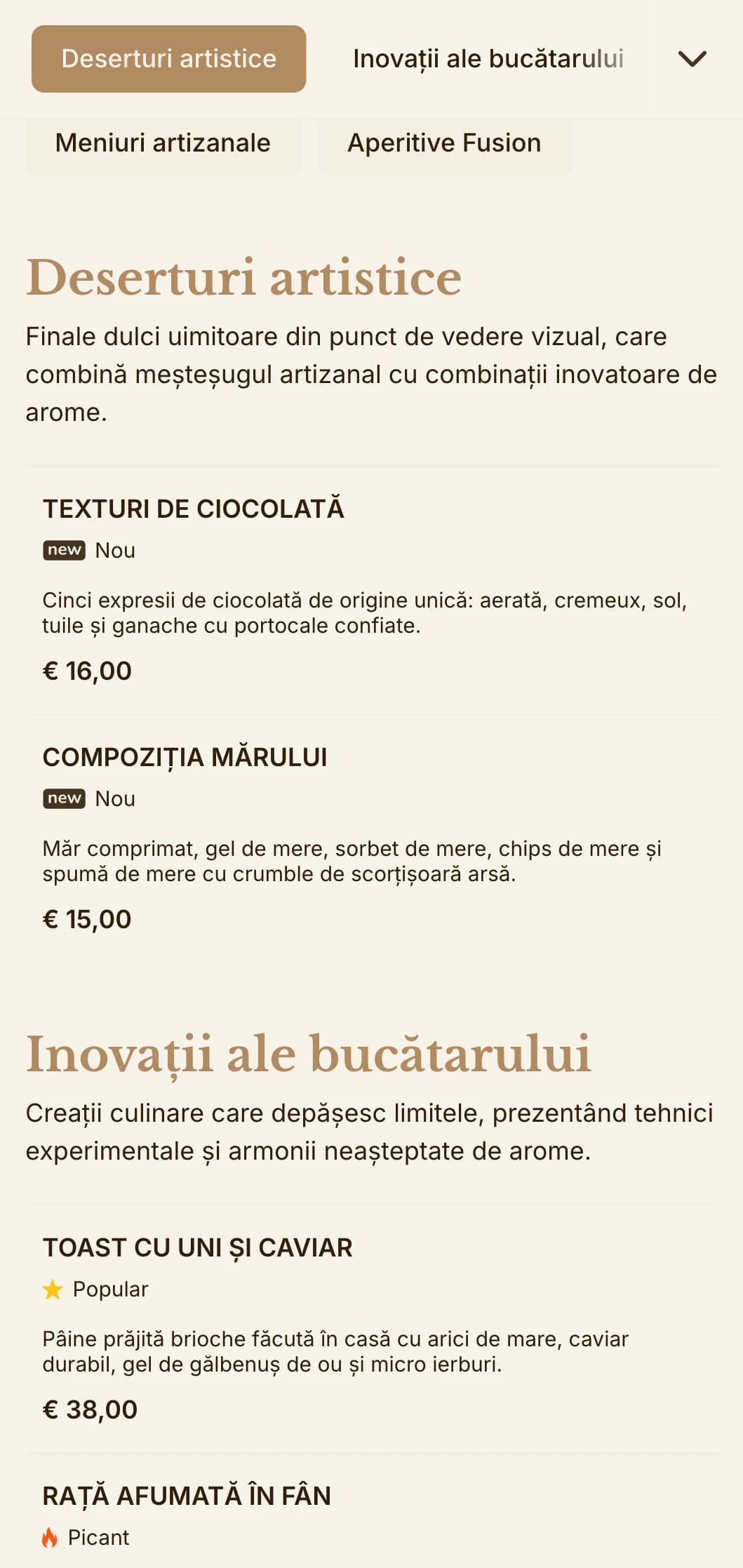 Fuziune sofisticată de estetică artizanală și prezentare gourmet, ideală pentru unitățile culinare inovatoare.