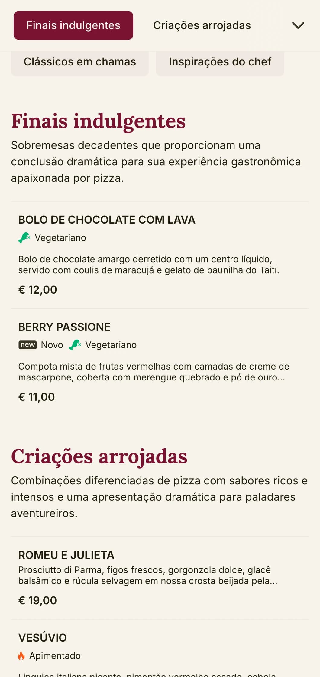 Design arrojado e apaixonante de cardápio de pizza com cores ricas e elementos teatrais para pizzarias com caráter distinto.