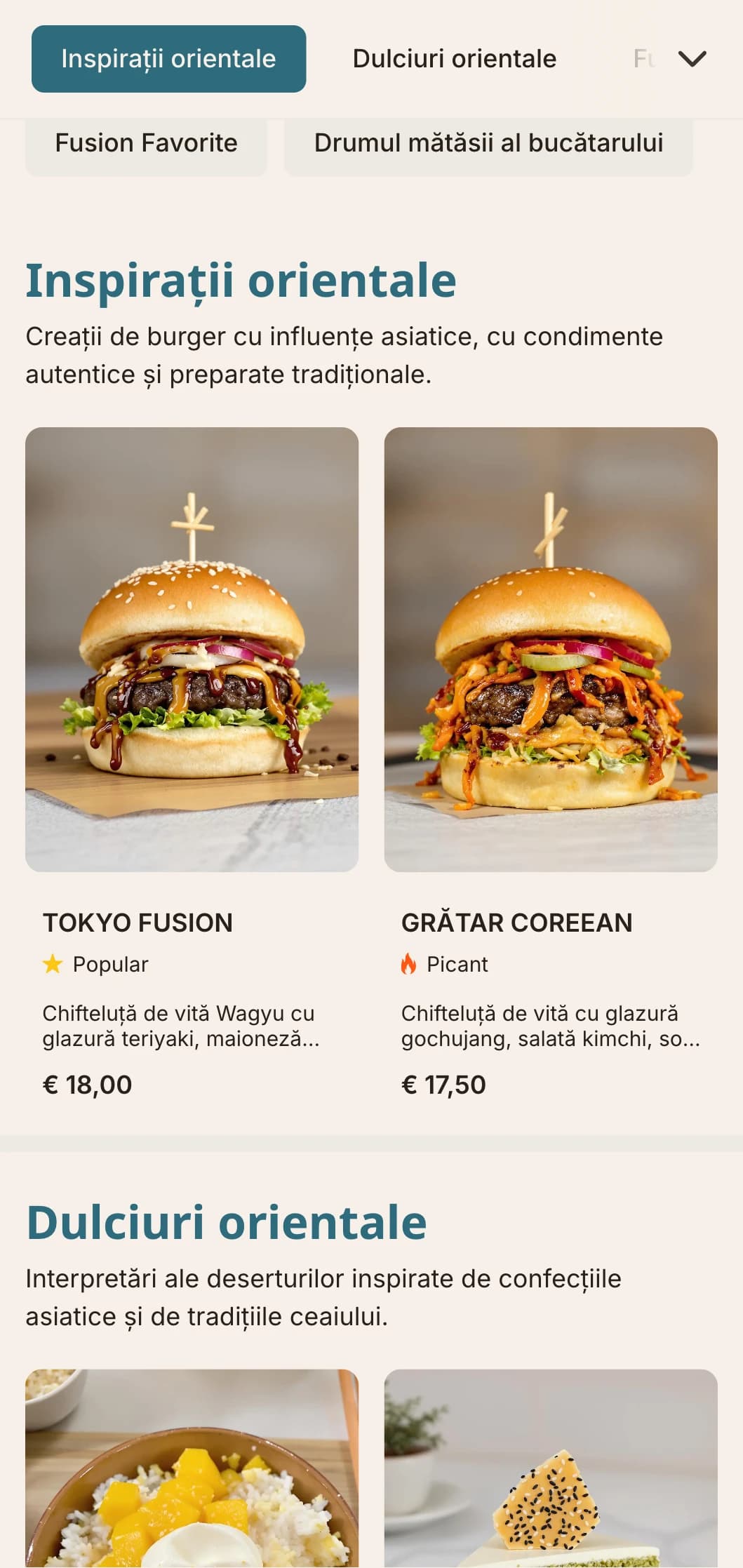 East meets West burger fusion cu arome de inspirație asiatică și prezentare contemporană.