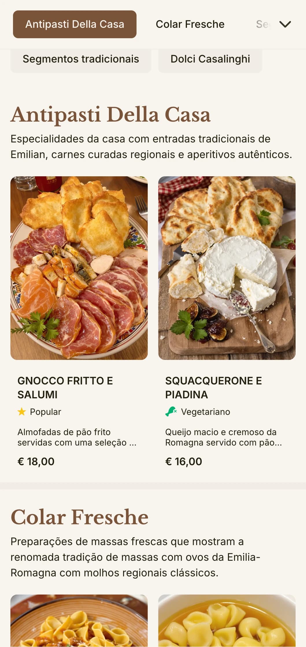 Design acolhedor e tradicional que celebra a renomada herança da produção de massas da Emilia-Romagna.