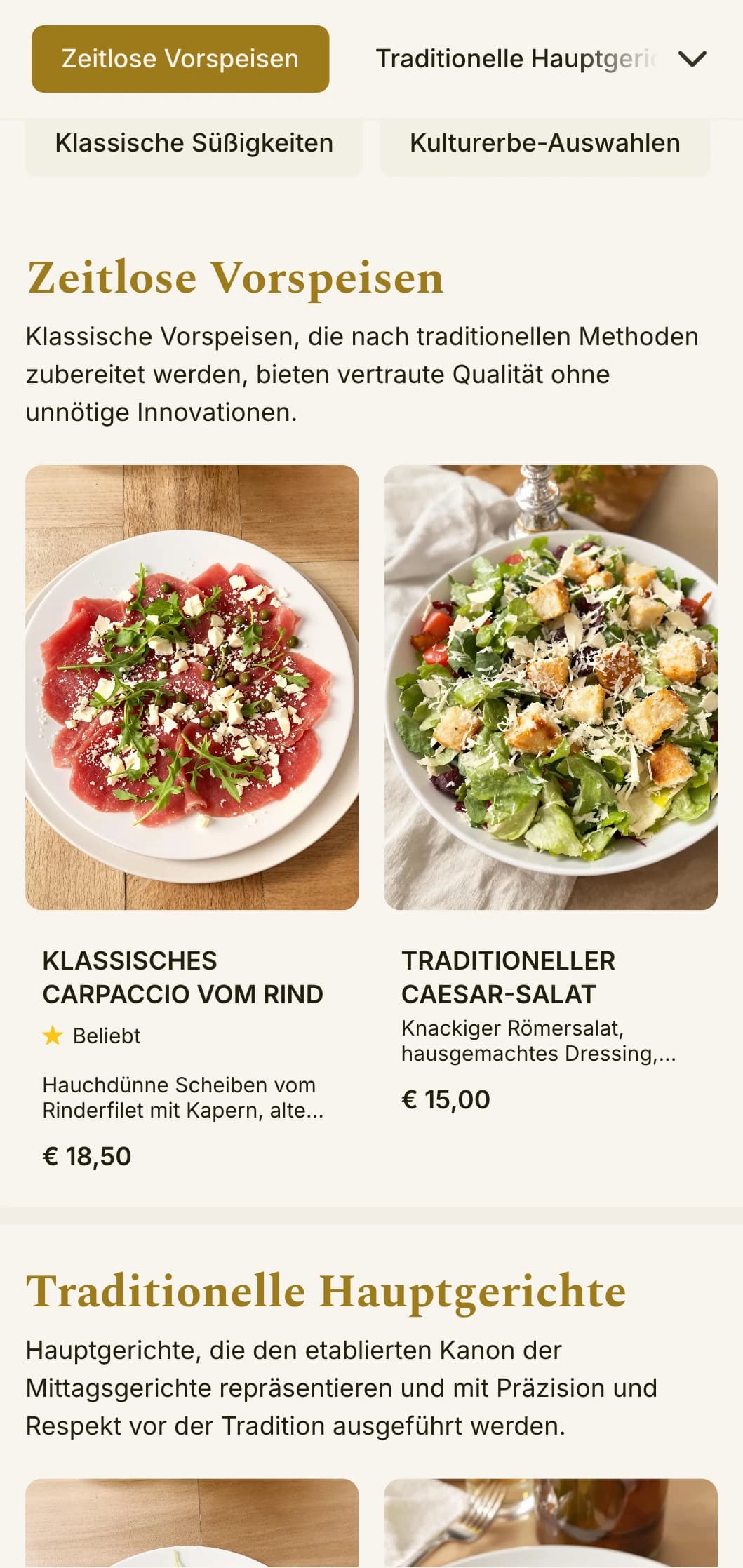 Zeitloses, elegantes Design für Mittagsmenüs mit ausgewogener Typografie und raffinierten Abständen, geeignet für traditionelle Restaurants mit gutem Ruf.