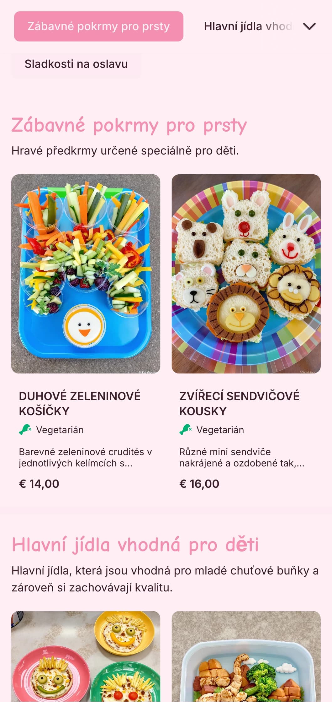 Zábavný, barevný catering navržený speciálně pro dětské akce s hravou prezentací, možnostmi pro děti a interaktivními stanovišti s jídlem.