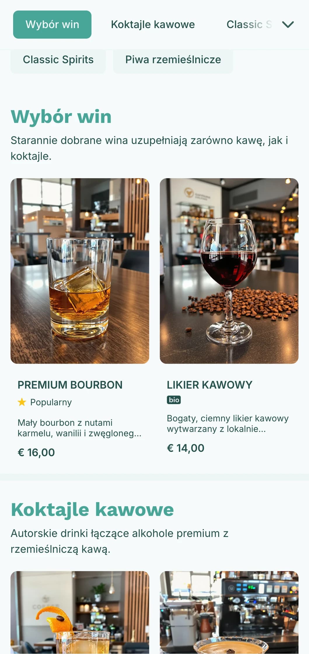 Świeży, turkusowy design dla hybrydowych lokali kawowych i koktajlowych.