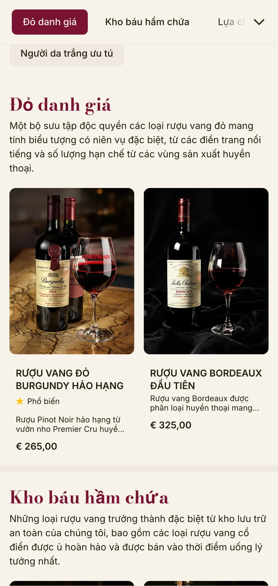 Mẫu danh sách rượu vang sang trọng ấn tượng với điểm nhấn màu đỏ đậm và kiểu chữ tinh tế, lý tưởng cho các hầm rượu cao cấp và nhà hàng độc quyền.