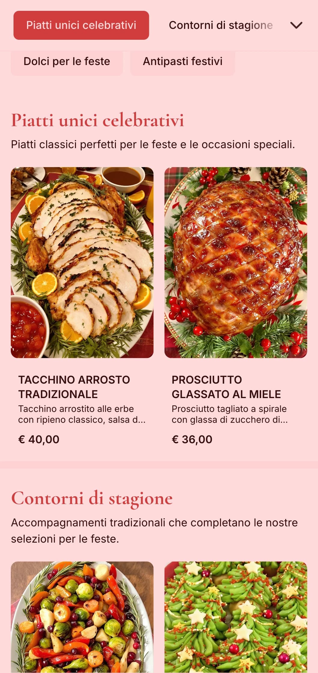 Catering tradizionale a tema festivo con specialità stagionali, presentazione festosa ed elementi celebrativi per riunioni invernali e occasioni speciali.