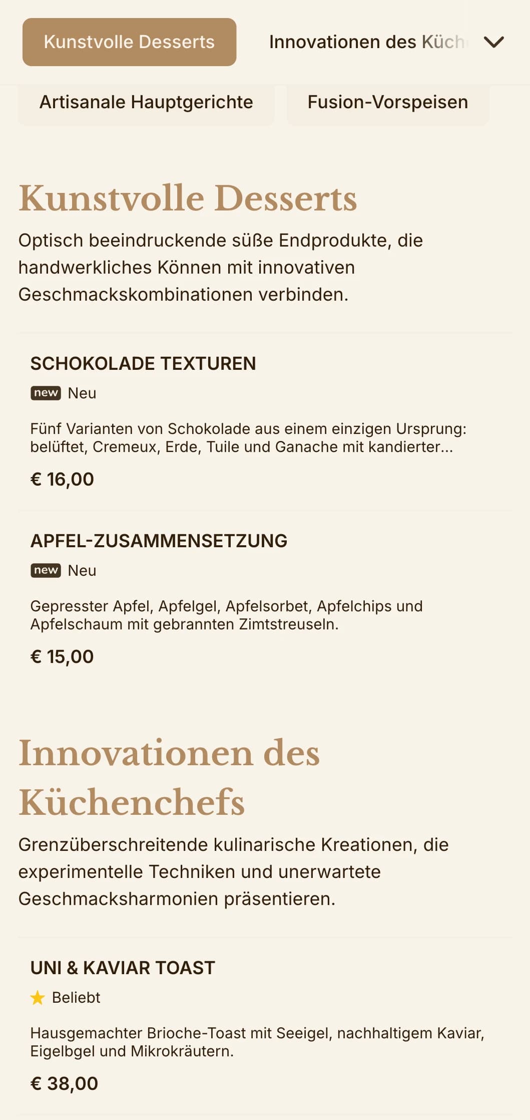 Eine raffinierte Verschmelzung von handwerklicher Ästhetik und Gourmet-Präsentation, ideal für innovative gastronomische Einrichtungen.