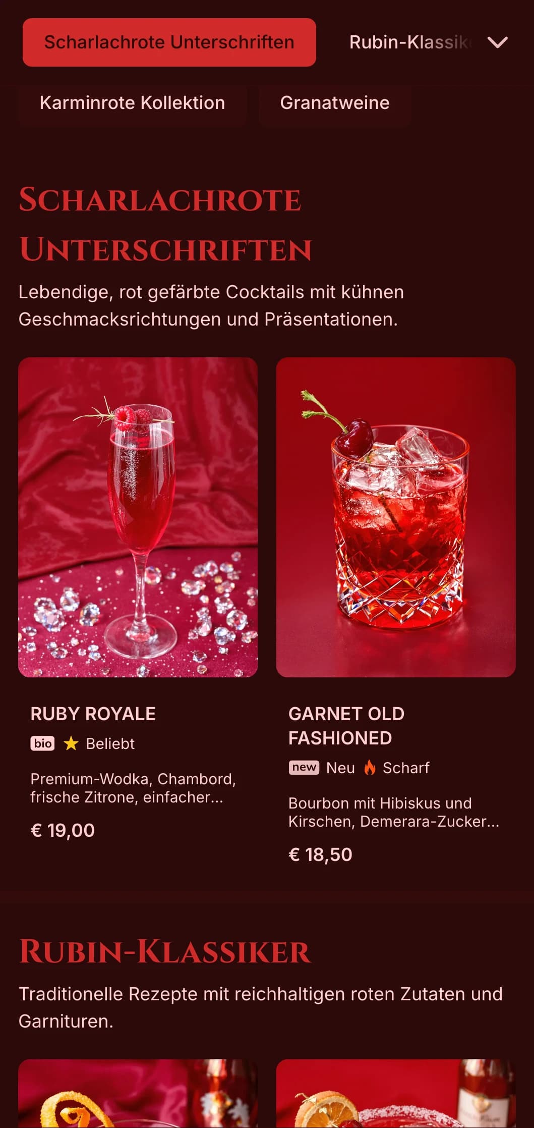 Tiefrotes Design mit reichhaltigen Texturen für passionierte Wein- und Cocktailbars.