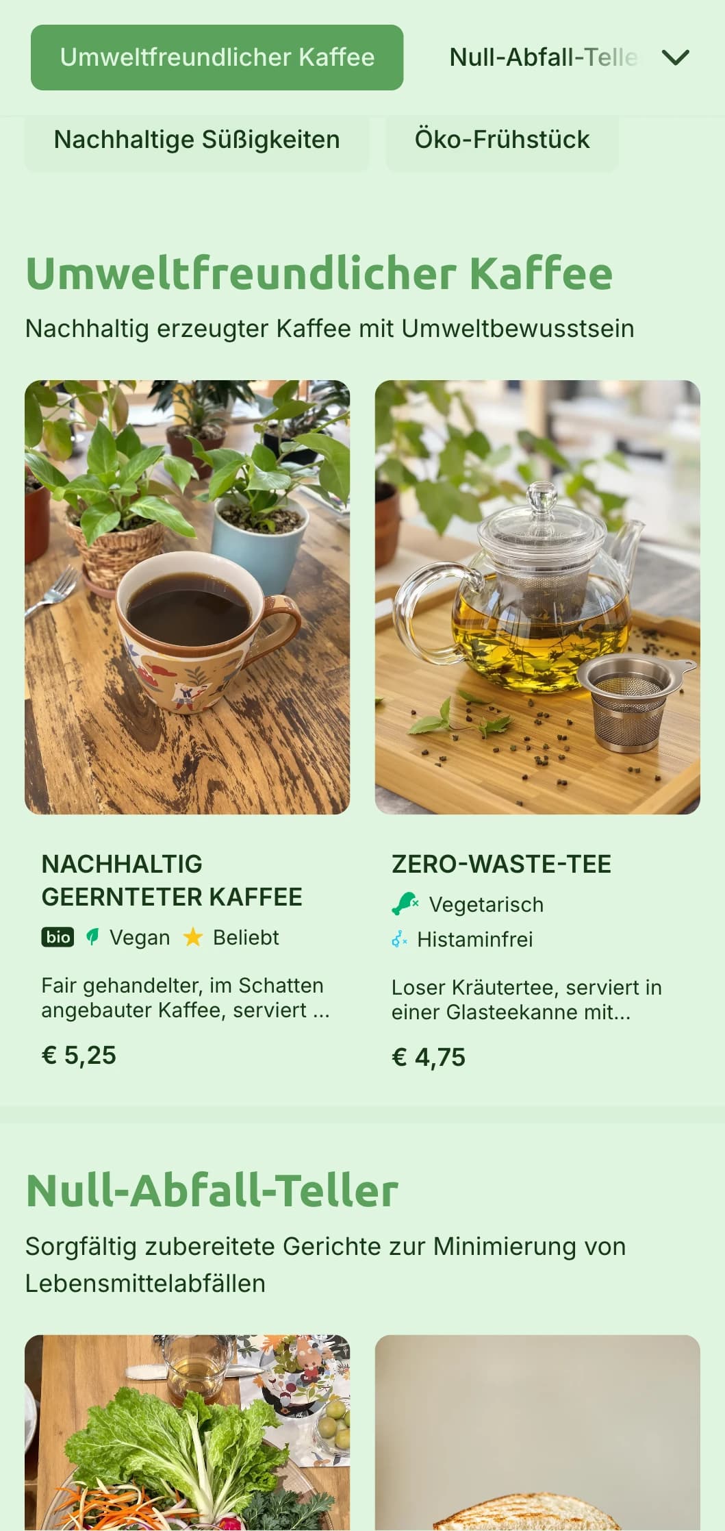Ein erdiges, grünes Design, das biologische Zutaten für Cafés und Öko-Restaurants auf dem Bauernhof in den Vordergrund stellt.