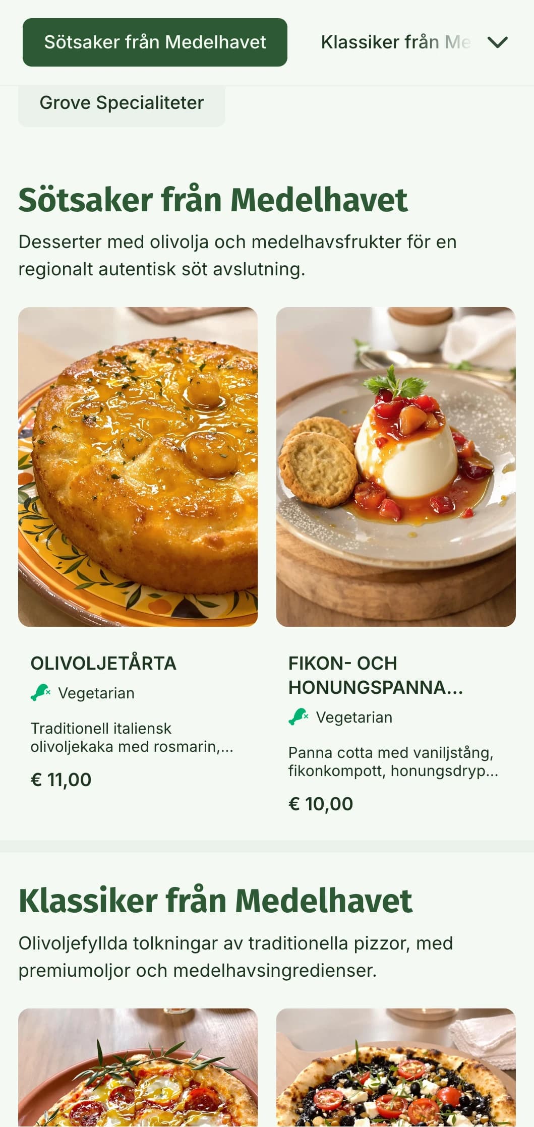 Medelhavsinspirerad olivinspirerad pizzameny med tonvikt på olivolja och naturliga ingredienser.