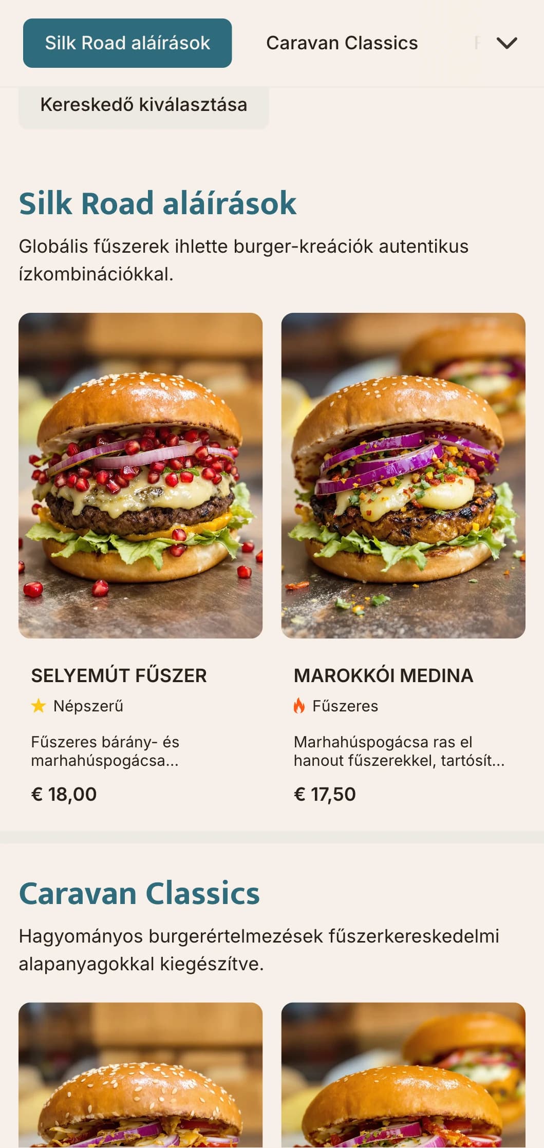 A fűszerkereskedelem ihlette burgermenü globális ízprofilokkal és történelmi utalásokkal.
