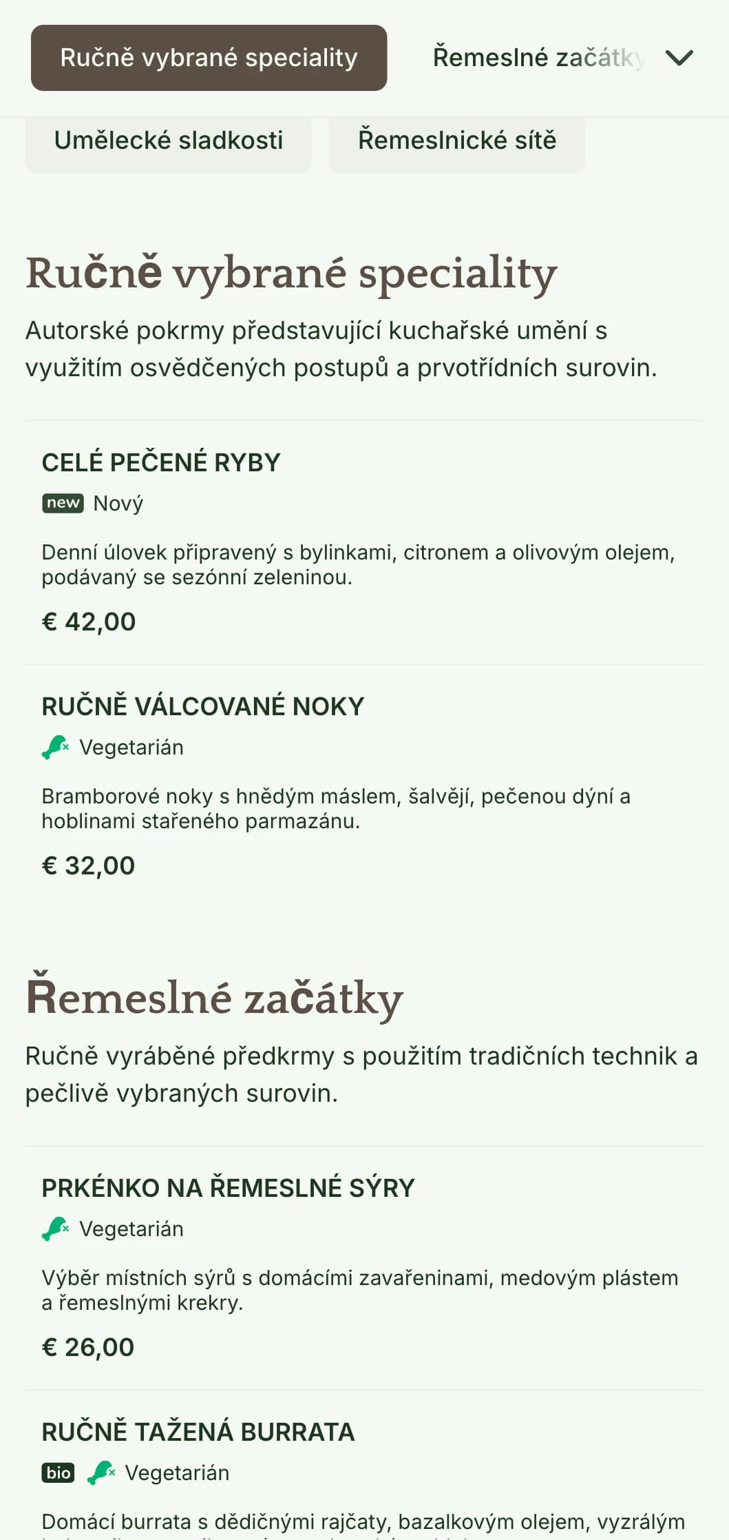 Vřelé, řemeslné menu k večeři s designovými prvky inspirovanými řemesly a zemitými tóny je ideální pro restaurace zaměřené na řemeslnou kuchyni.