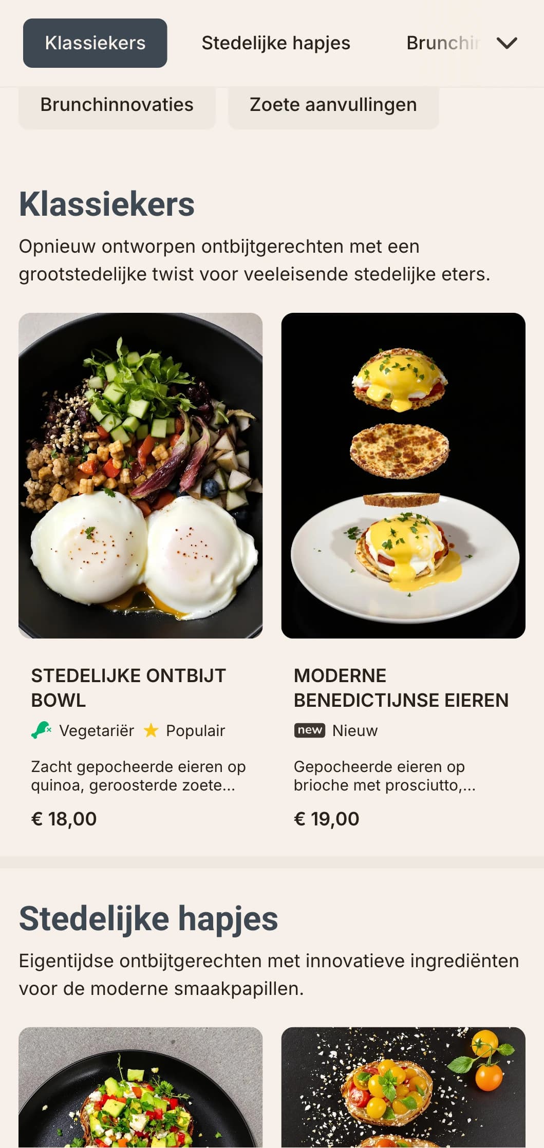 Strakke, eigentijdse ontbijtopties voor de moderne stedeling, met een minimalistische presentatie en innovatieve smaakcombinaties.