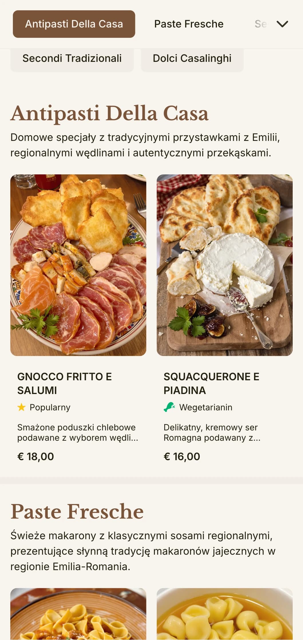 Ciepły, tradycyjny design celebrujący słynne dziedzictwo Emilii-Romanii w zakresie produkcji makaronu.