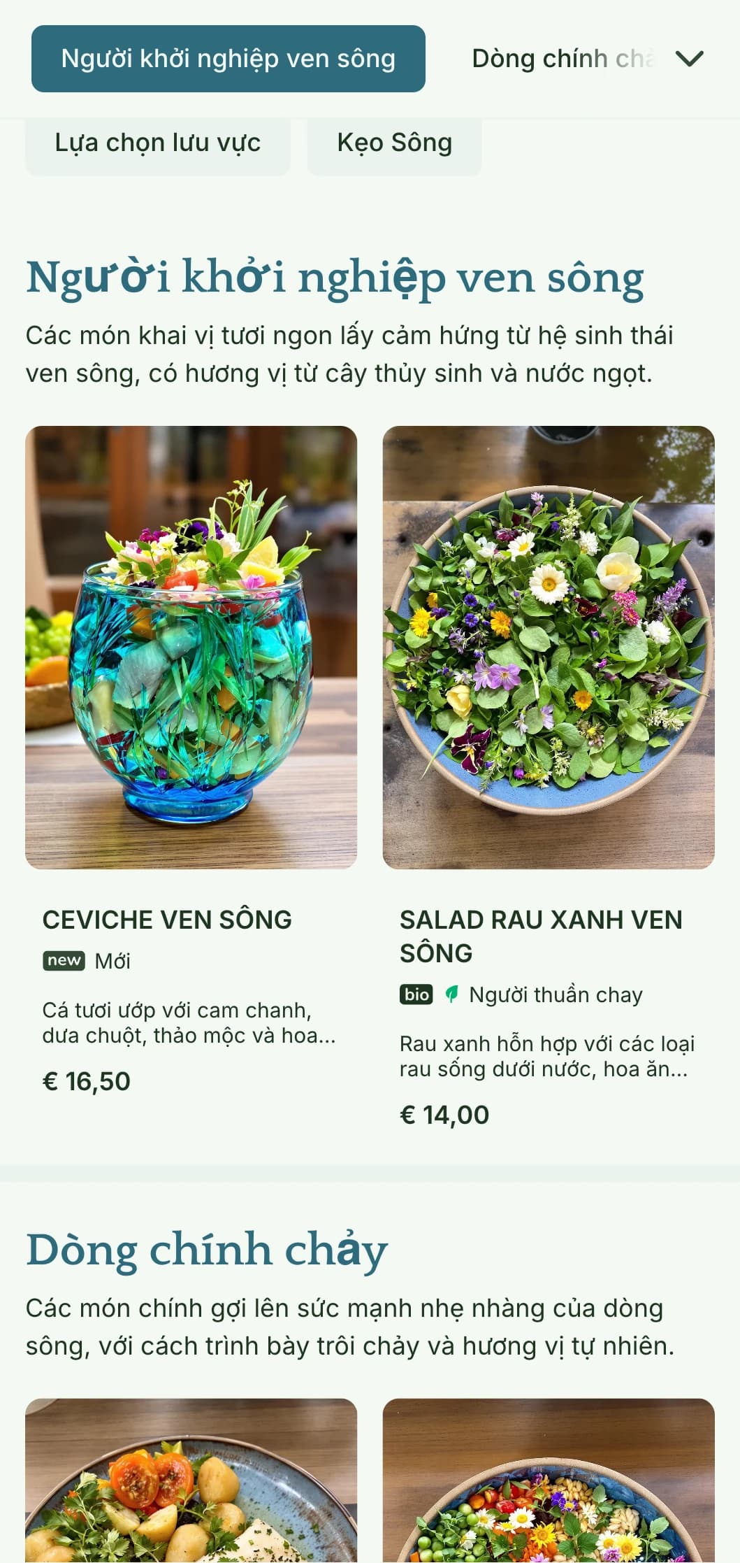 Thiết kế thực đơn bữa trưa lấy cảm hứng từ nước, yên bình với các yếu tố chuyển động và tông màu mát mẻ, hoàn hảo cho các nhà hàng có tầm nhìn ra bờ sông hoặc vị trí gần mặt nước.