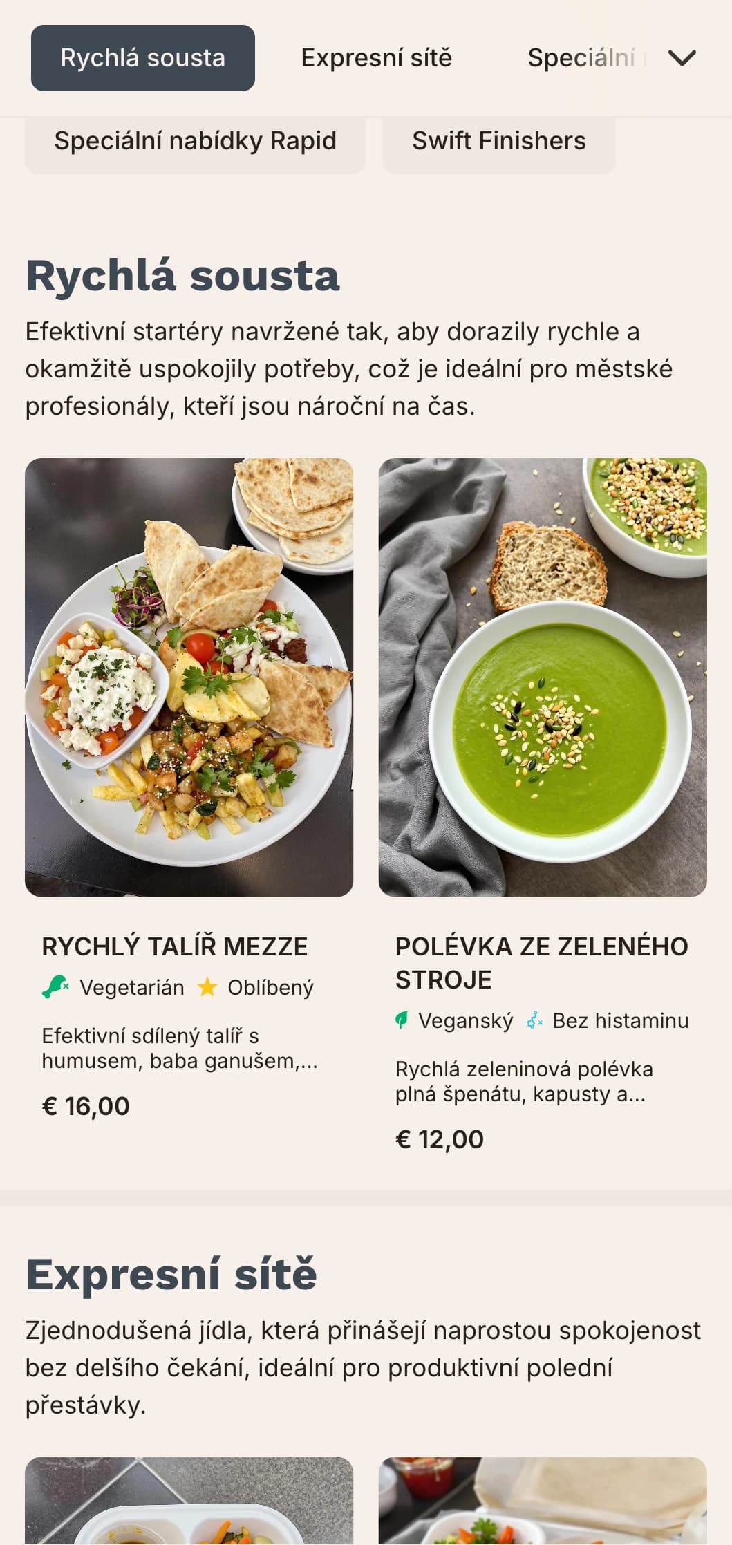 Efektivní, městem inspirovaný design poledního menu s výraznou typografií a přehlednou organizací, ideální pro rušné městské restaurace, které poskytují služby pracujícím profesionálům s omezeným časem na oběd.