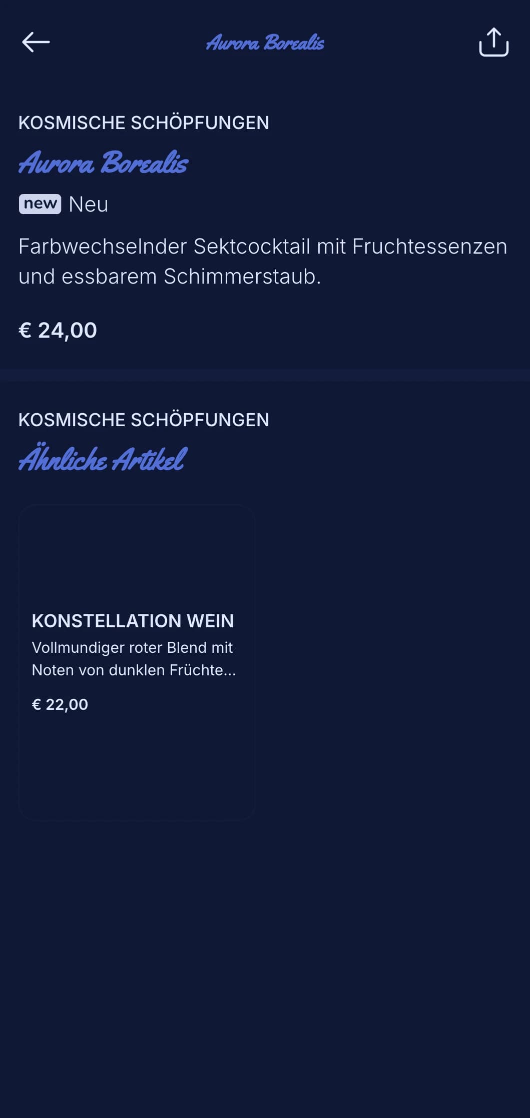 Verträumtes blaues Design mit Sternenelementen für Cocktails auf dem Dach.