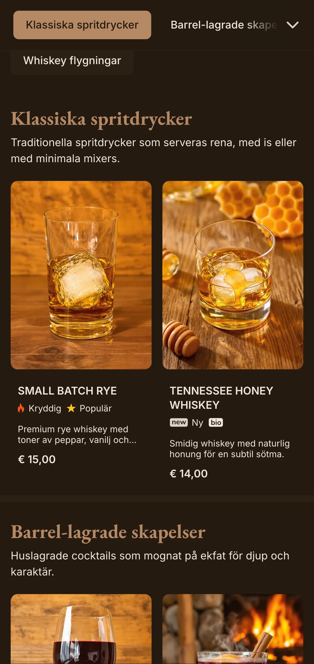 Rika bruna toner med klassisk typografi för whiskeybarer och traditionella pubar.