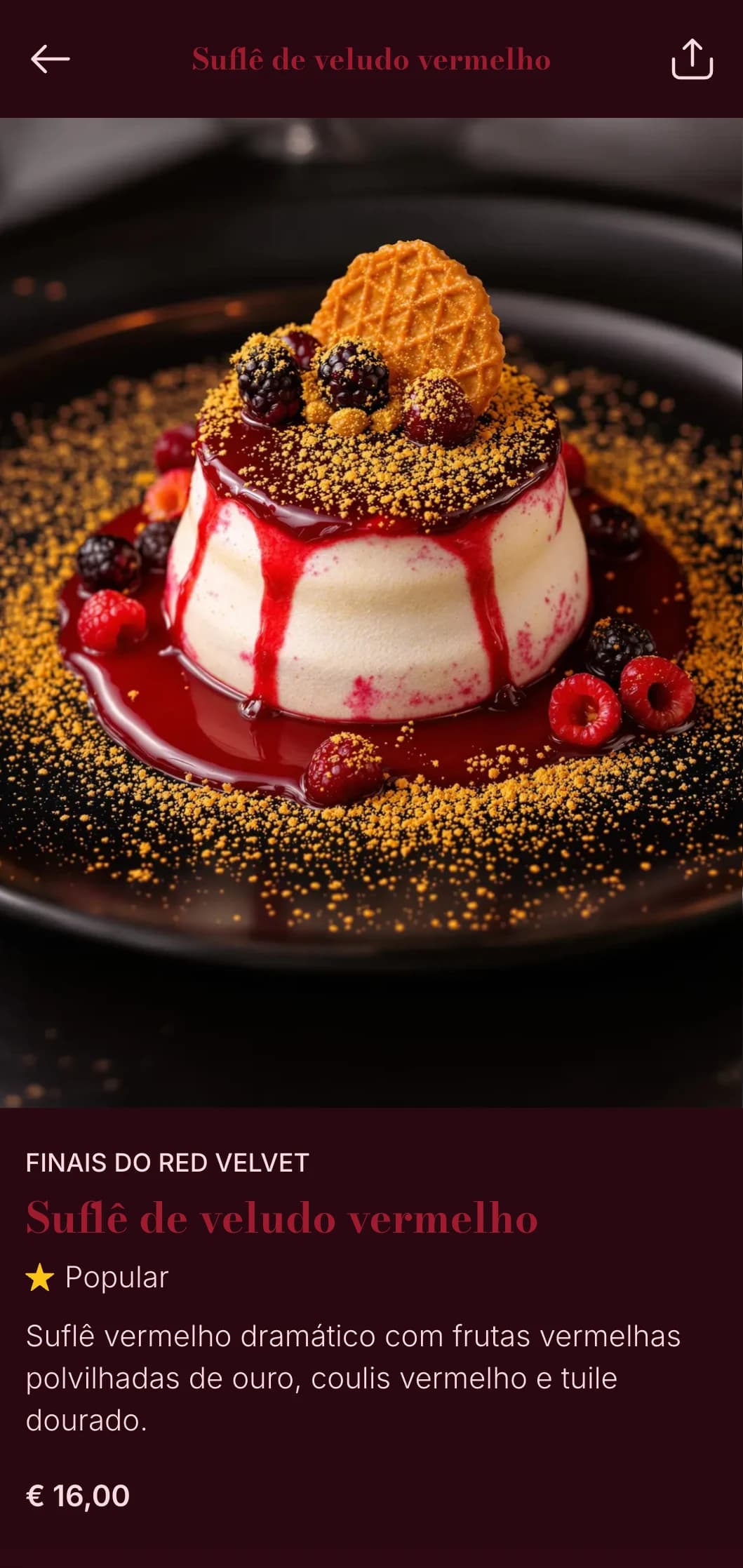 Conceito de jantar arrojado e dramático com tons de vermelho profundo e texturas luxuosas para uma experiência culinária teatral.