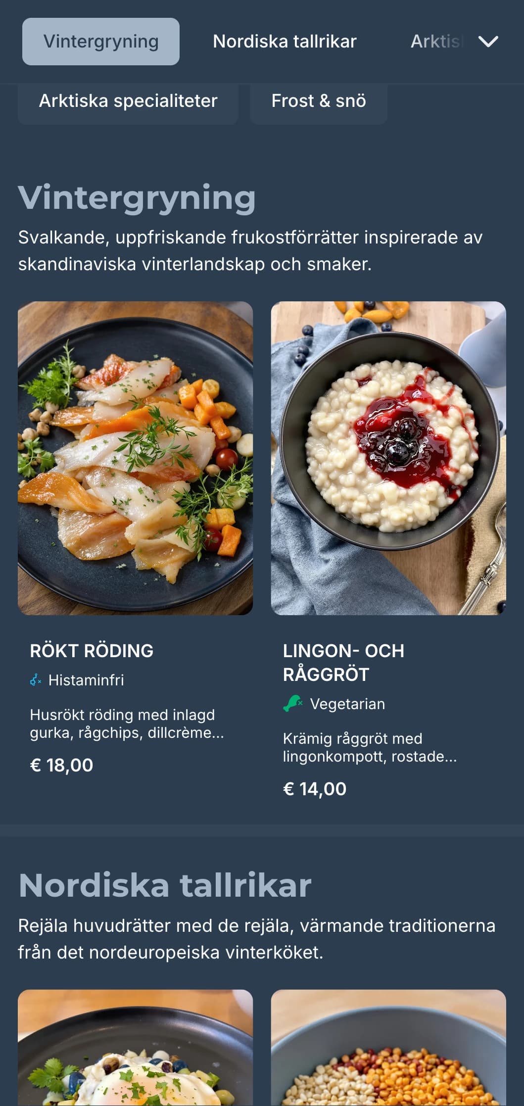 Djupblå mall med svala accenter, inspirerad av skandinavisk vinterestetik för moderna caféer.