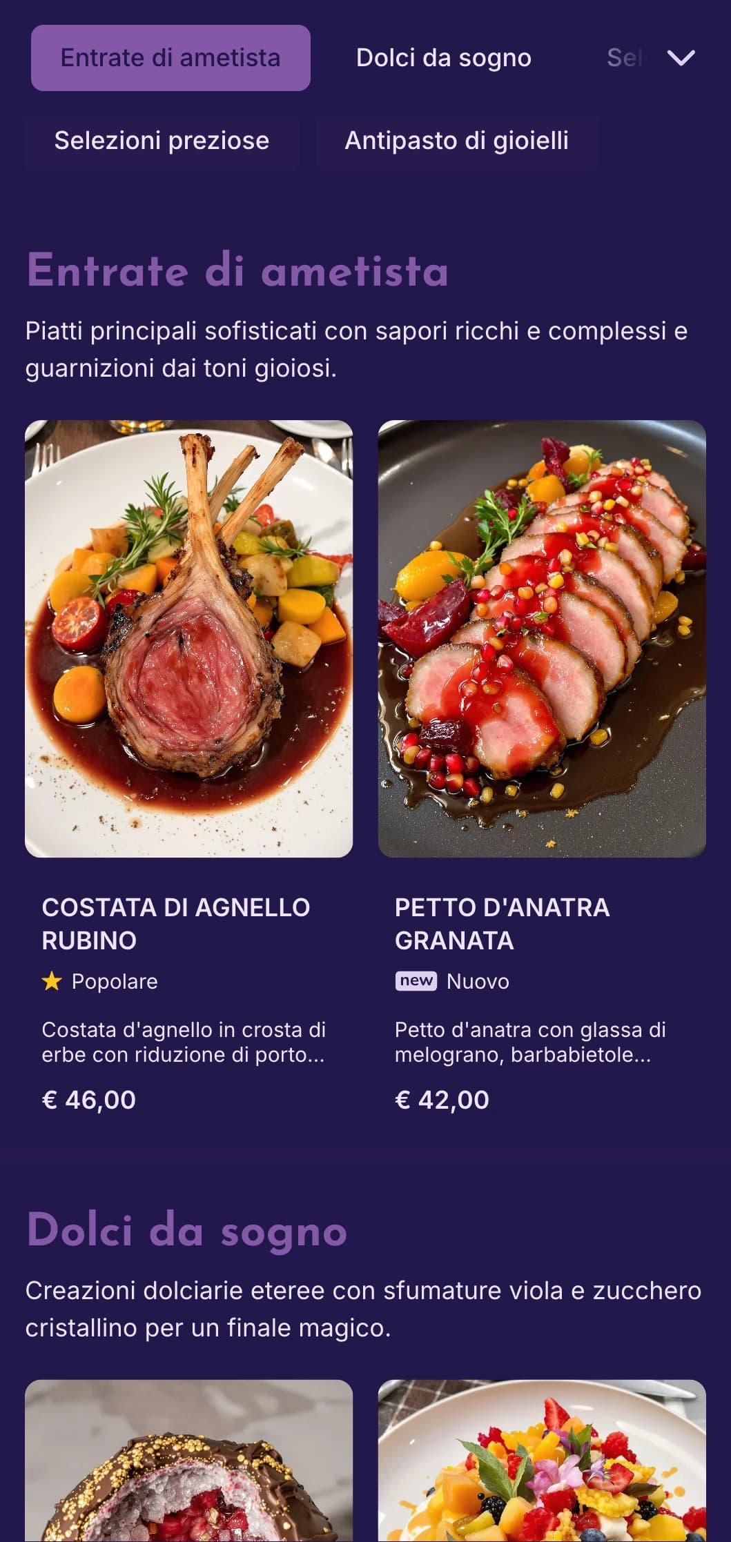 Un concetto ipnotico di colore viola con elementi di lusso contemporaneo ispirati alle pietre preziose.