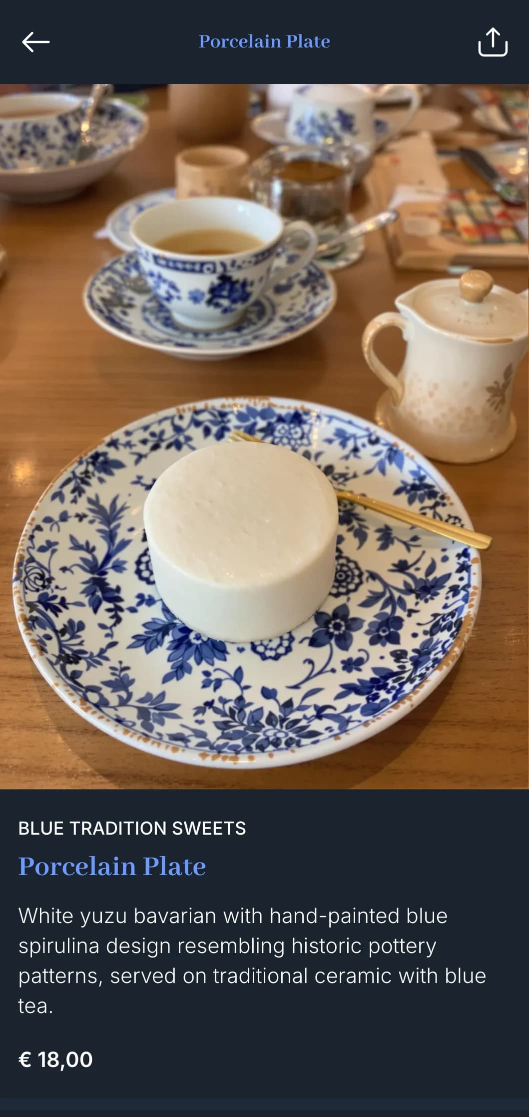 Traditional Japanese sushi menu with rich cobalt blue inspired by classic blue-and-white pottery.