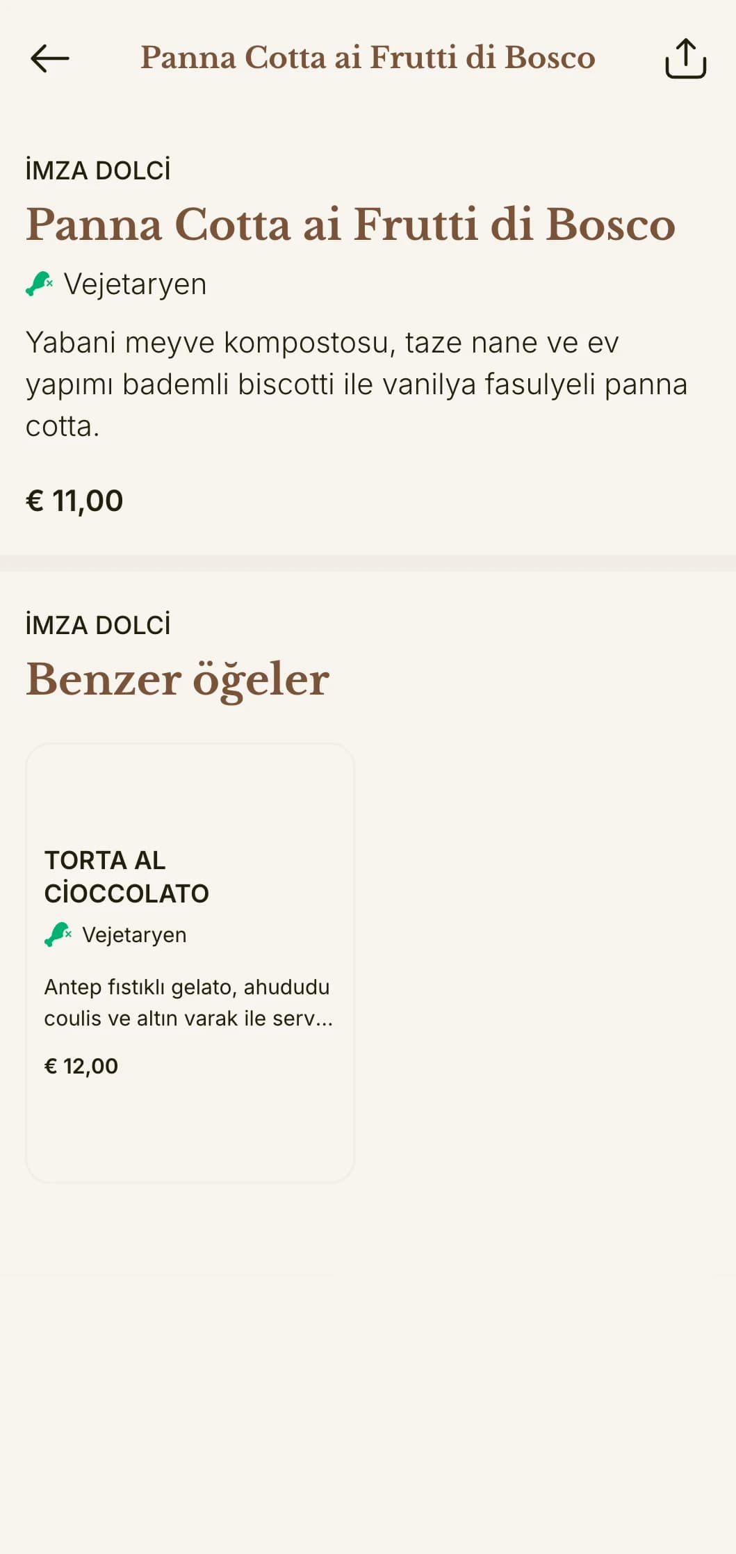 Zarif detayları ve sıcak sofistike paletiyle rafine İtalyan pizzacı menüsü.