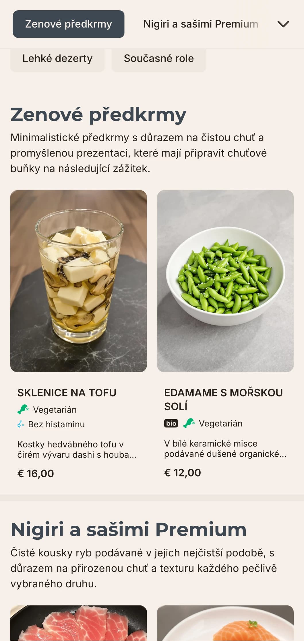 Čistý, moderní design menu sushi s minimalistickou estetikou, ideální pro luxusní japonské restaurace zaměřené na jednoduchost a kvalitu.