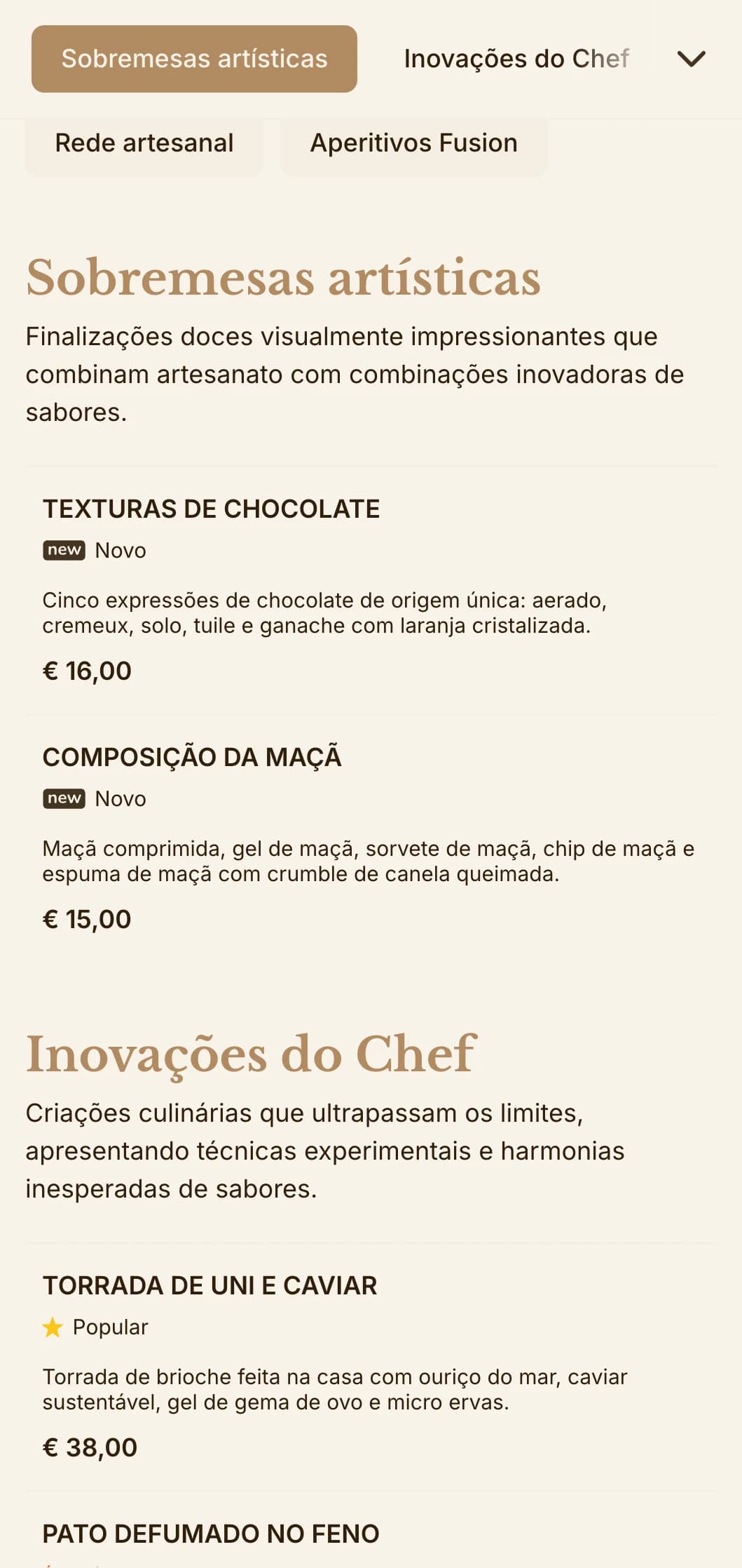 Fusão sofisticada de estética artesanal e apresentação gourmet, ideal para estabelecimentos culinários inovadores.