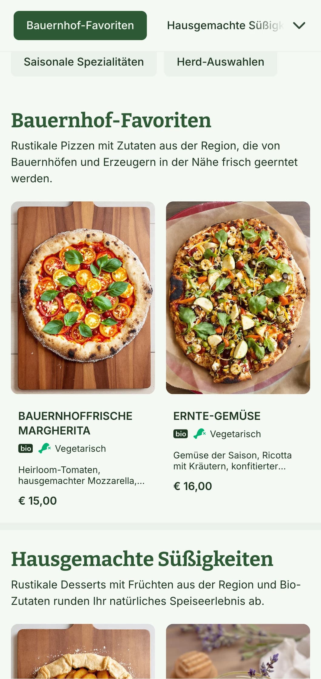 Ein von der Natur inspiriertes Pizzamenü mit erdigen Tönen und organischen Elementen, das sich perfekt für Pizzarestaurants eignet, die auf dem Bauernhof arbeiten.