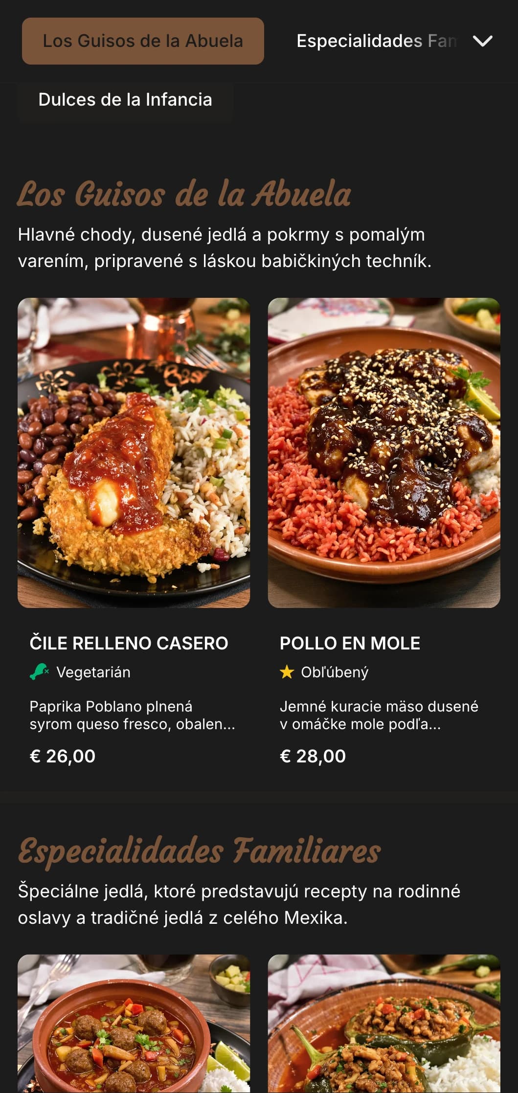 Teplé a upokojujúce domáce mexické menu s receptami starých mám, teplými hnedými akcentmi a tradičnými rodinnými jedlami.