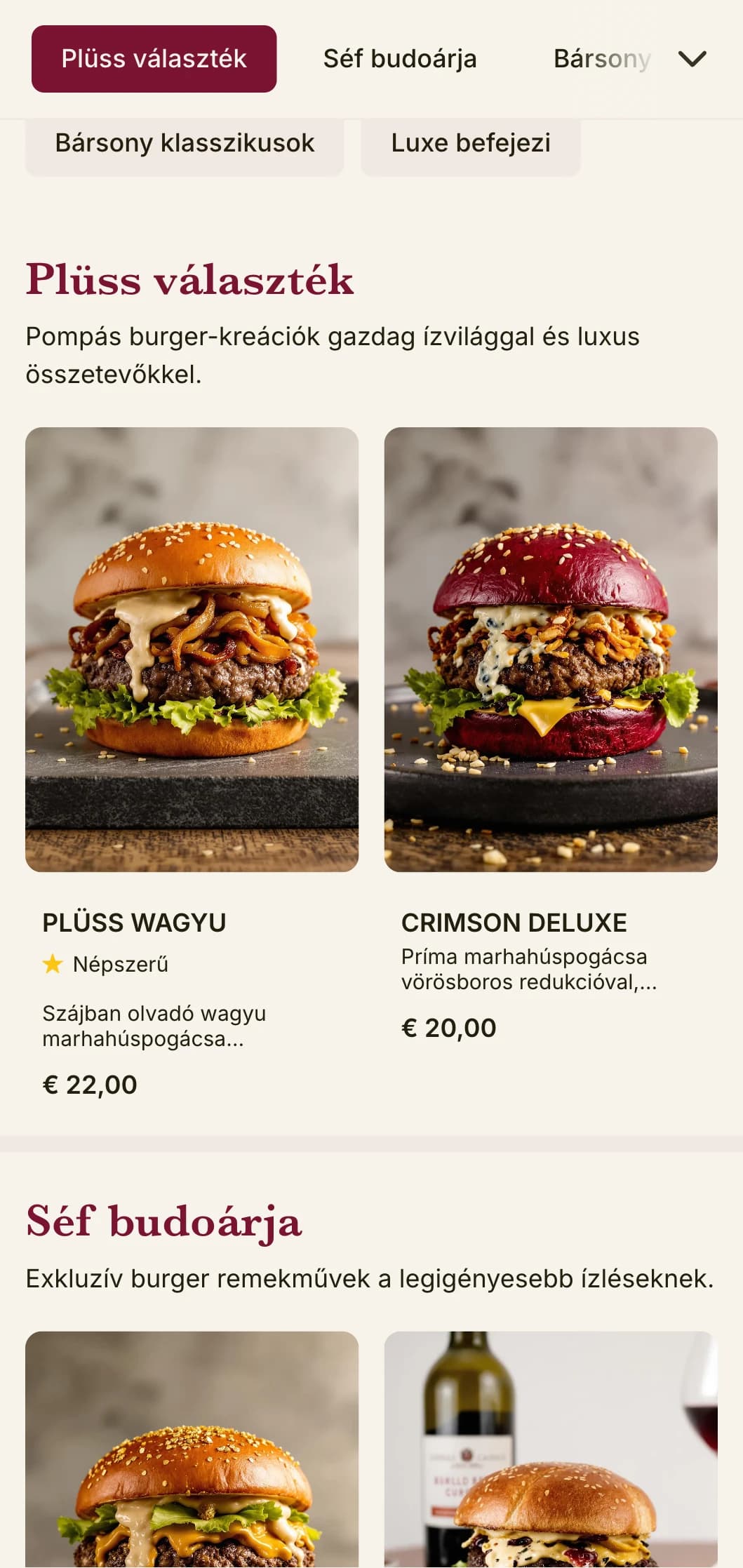 Plüss luxus burgerlounge gazdag textúrákkal és pazar megjelenéssel.