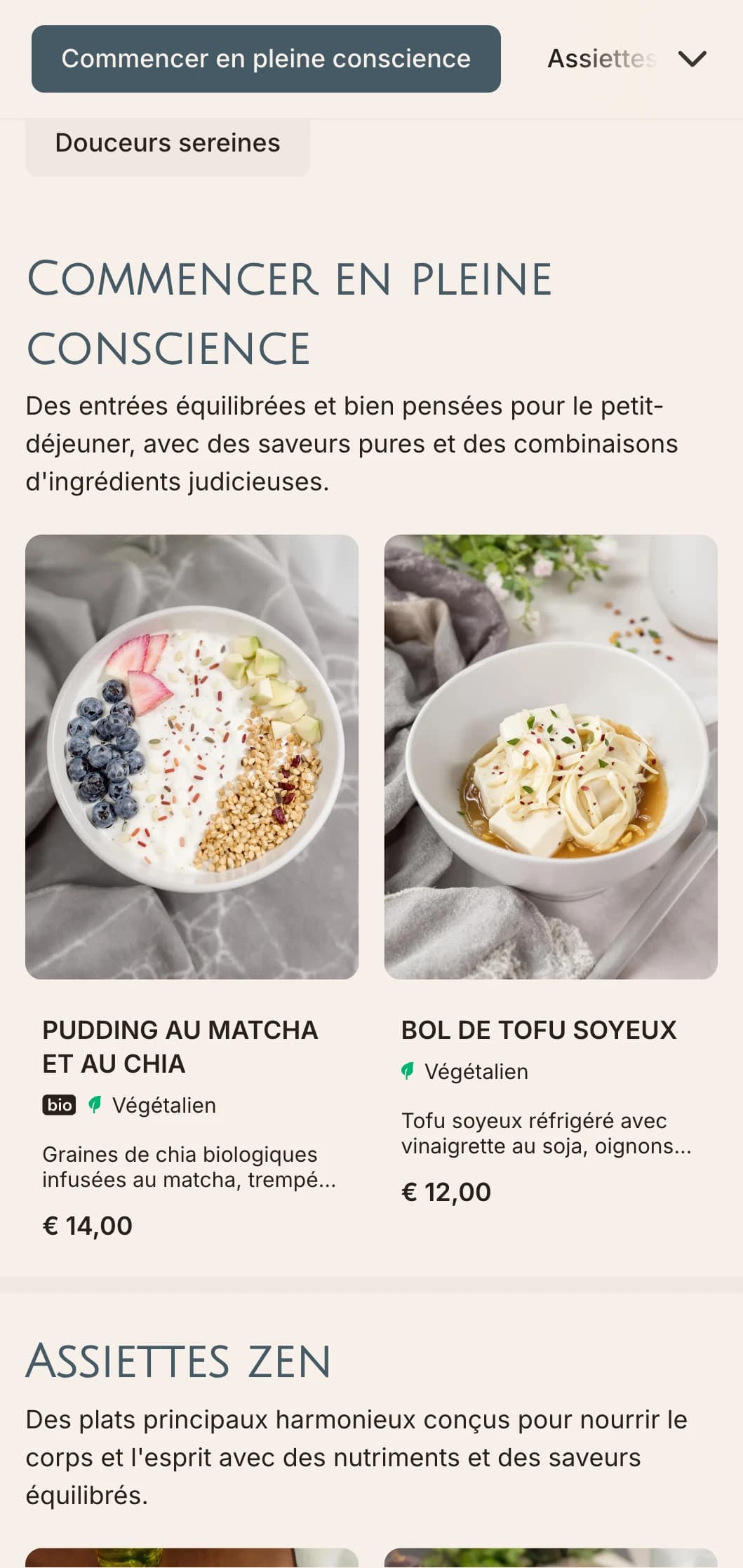Un modèle de brunch calme et équilibré aux influences asiatiques, adapté aux cafés bien-être proposant du matcha et des expériences de restauration en pleine conscience.