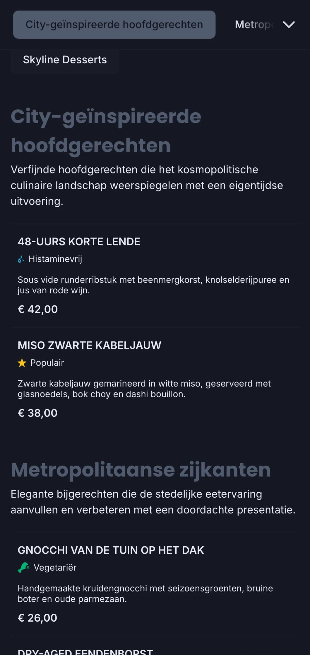 Een gedurfd, kosmopolitisch ontwerp dat de essentie van luxueus dineren in de stad vastlegt met een verfijnde, eigentijdse esthetiek.