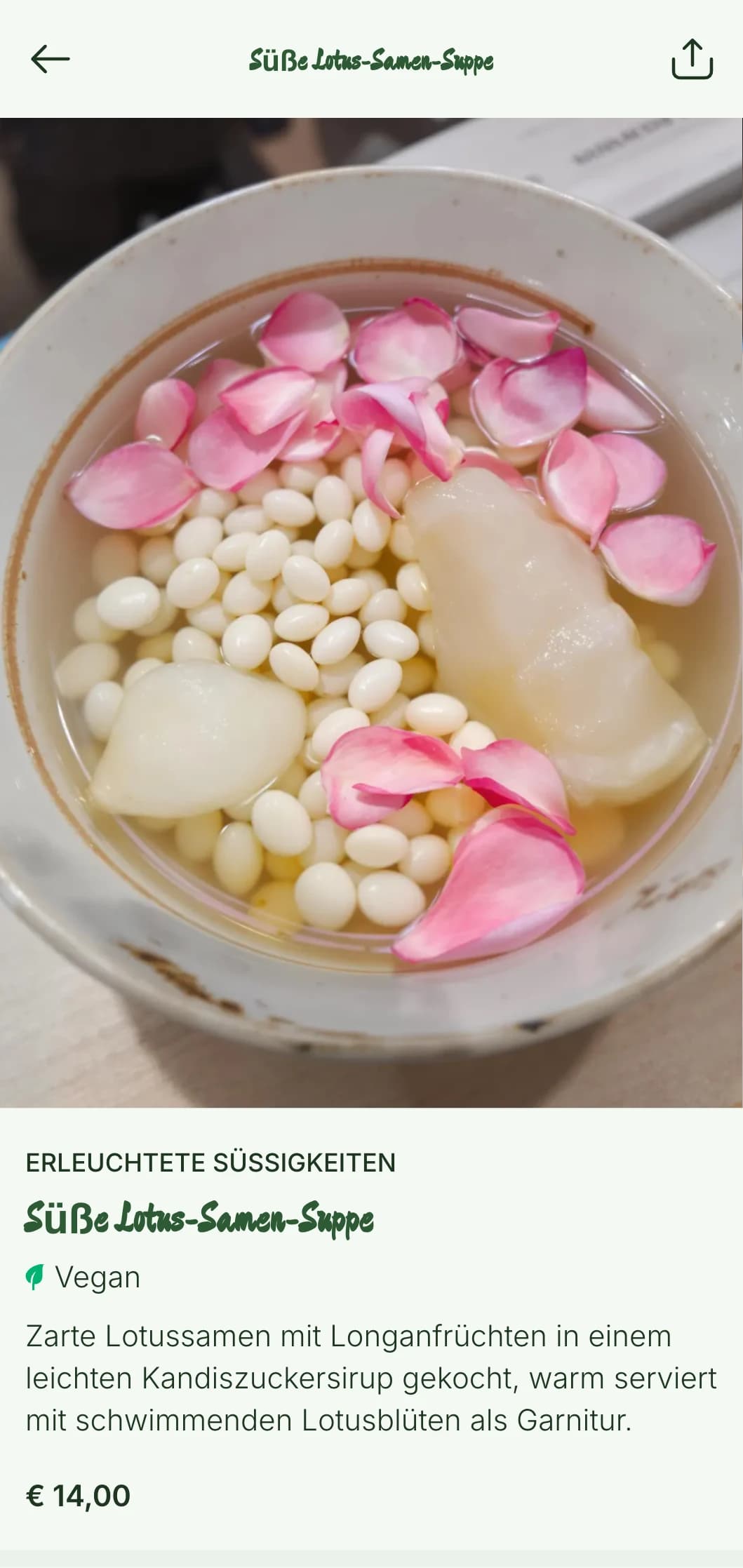 Heiteres chinesisches Menüdesign, inspiriert von Lotusblumen, mit zarten Mustern und natürlichen Elementen für die vegetarische und buddhistische Küche.