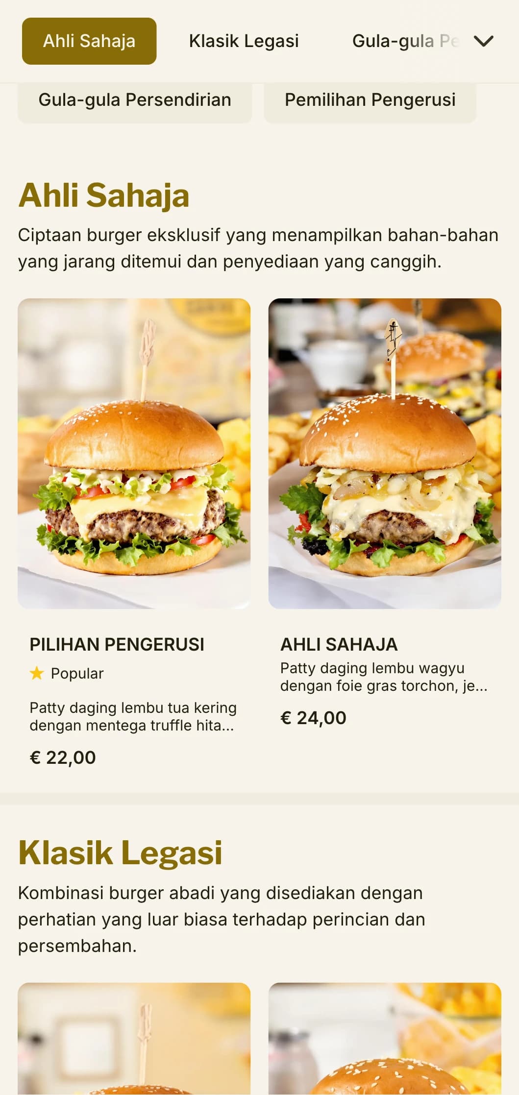 Pengalaman burger premium yang diinspirasikan oleh kelab persendirian dengan suasana eksklusif dan perkhidmatan yang halus.