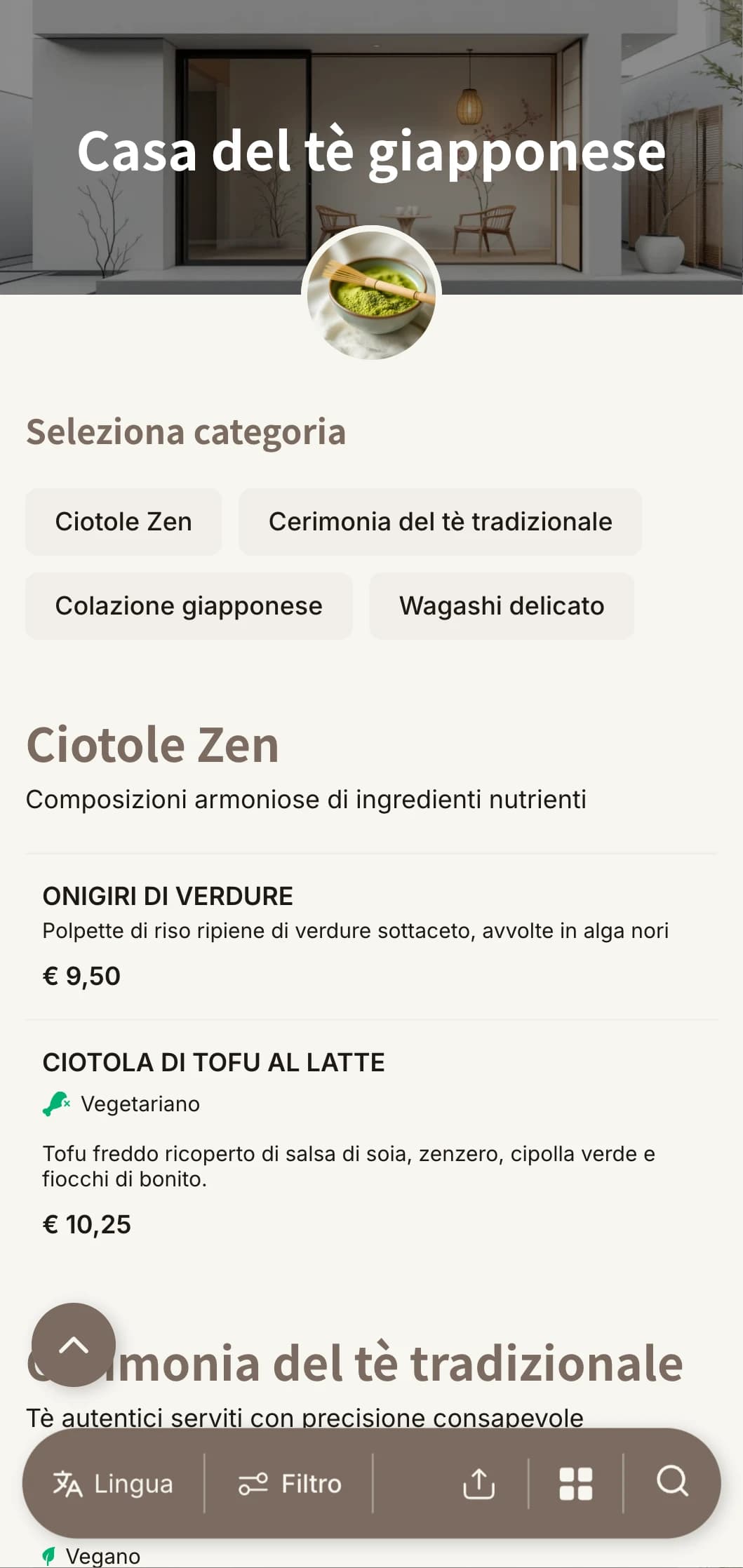 Design minimalista ispirato all'estetica giapponese per case da tè e caffè zen.