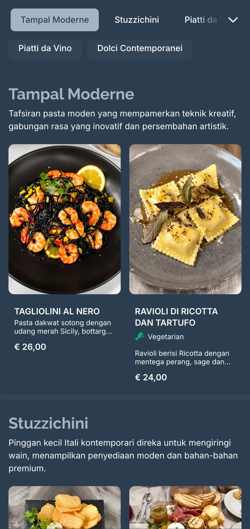 Reka bentuk tertumpu kepada wain kontemporari dengan elemen industri yang anggun untuk bar wain Itali moden.