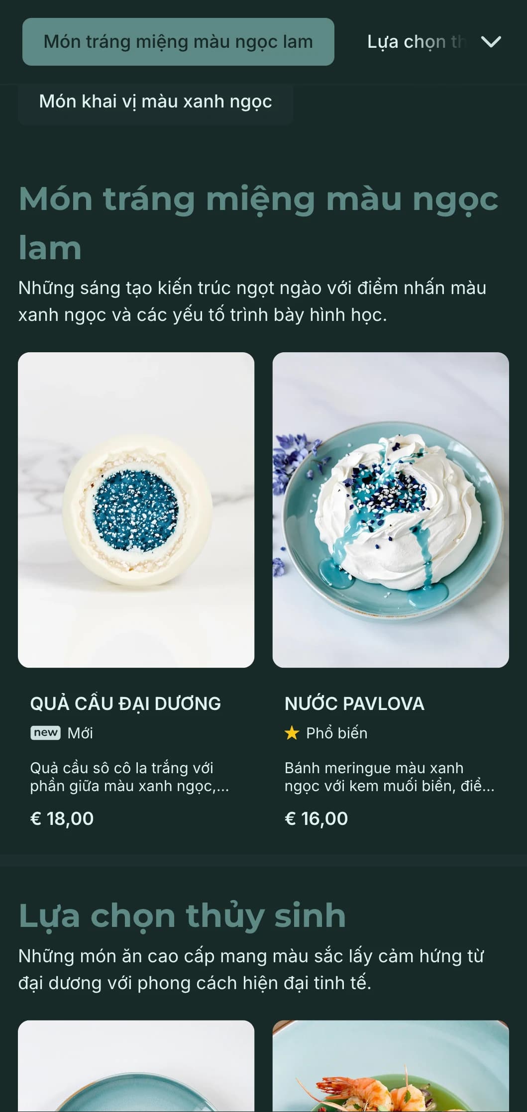 Khái niệm hiện đại tinh tế với tông màu xanh ngọc lam đậm và các yếu tố sang trọng đương đại.