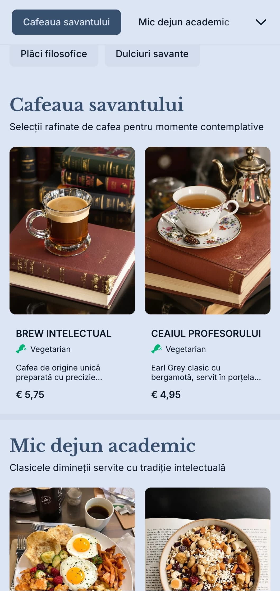 Design marin sofisticat cu elemente academice pentru cafenele adiacente universității.