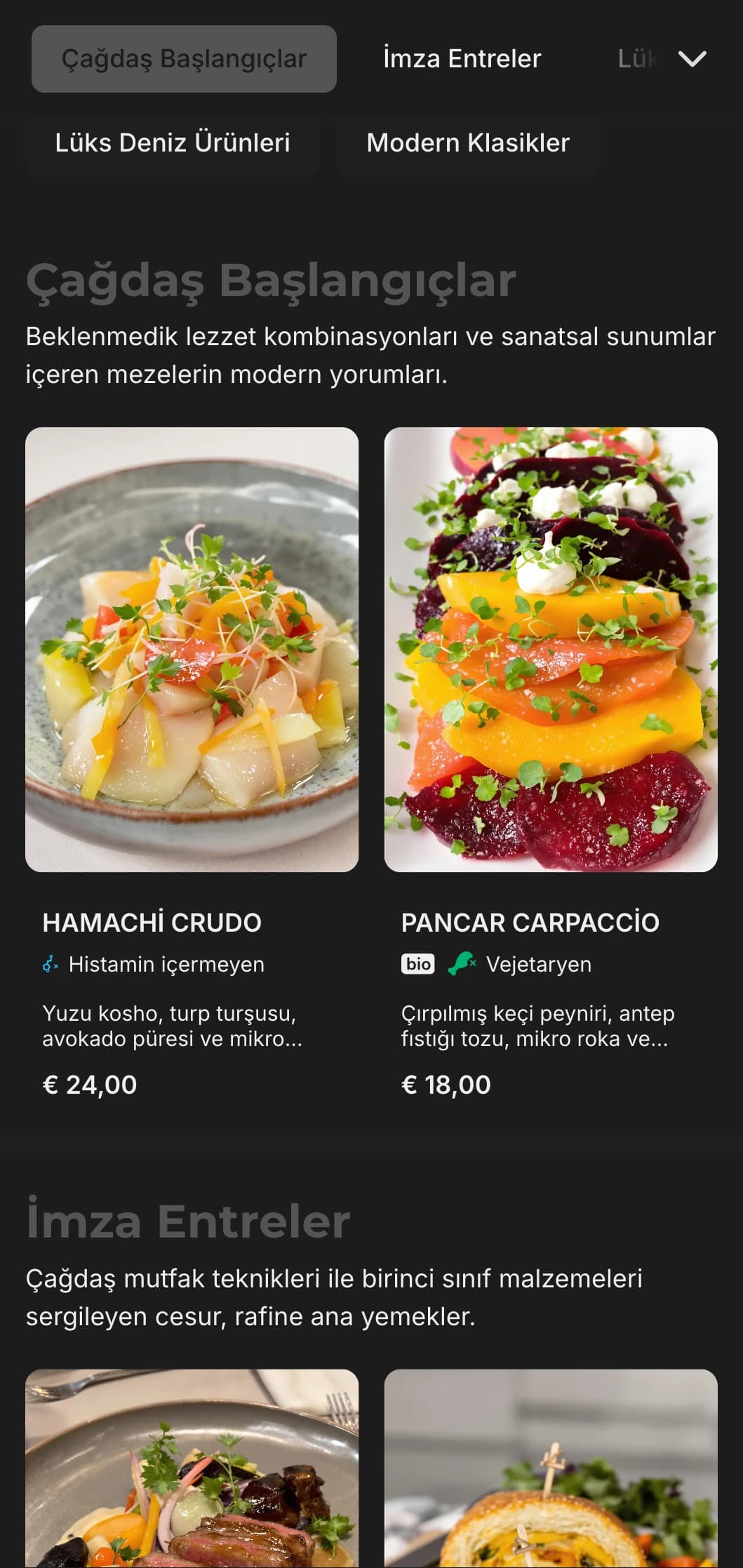Cesur minimalist tasarımıyla çağdaş zenginlik, seçkin yemek mekanları ve lüks restoran deneyimleri için mükemmeldir.