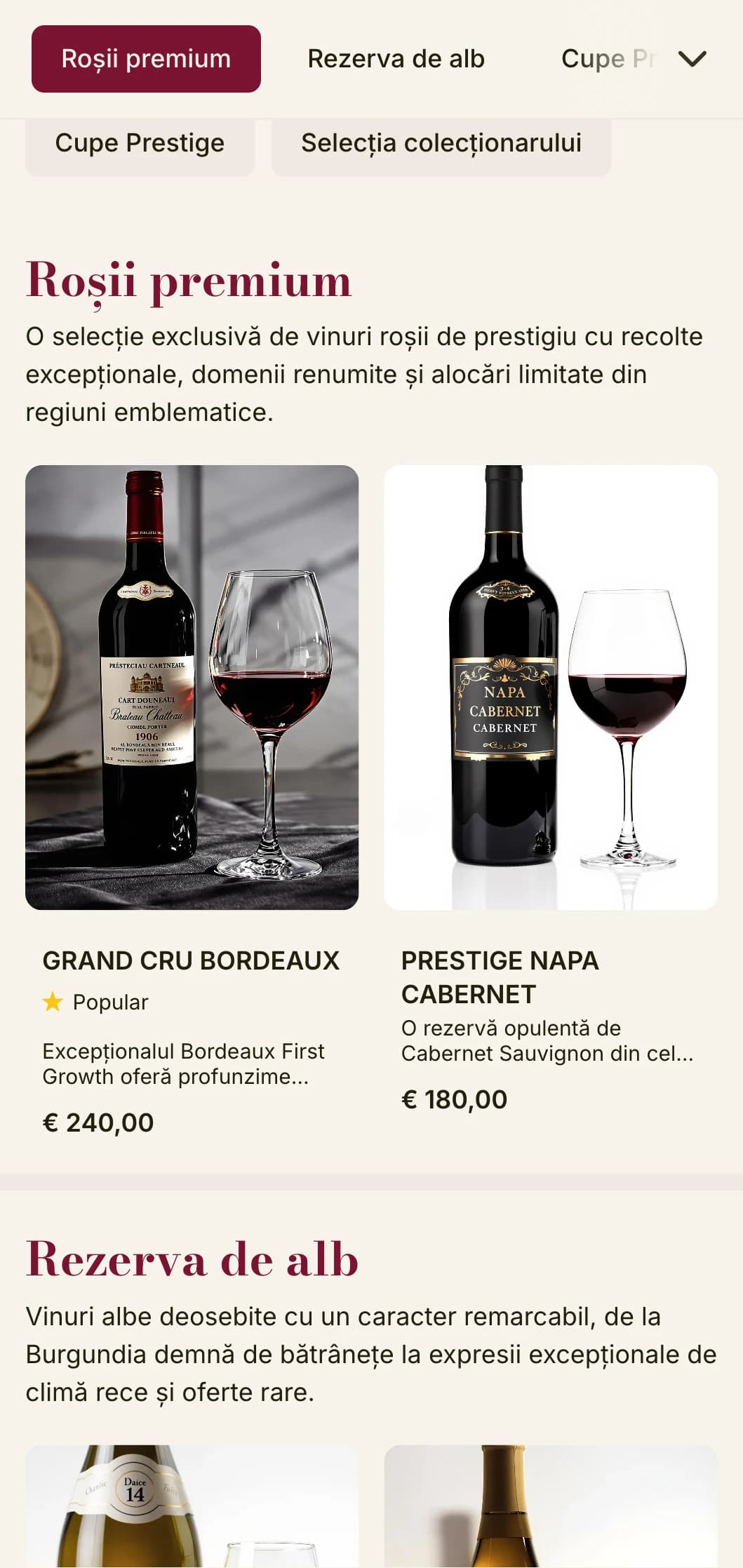 Șablon cu listă de vinuri de un lux spectaculos, cu accente bogate de burgundia și tipografie sofisticată, ideal pentru fripturi și pivnițe de vinuri premium.