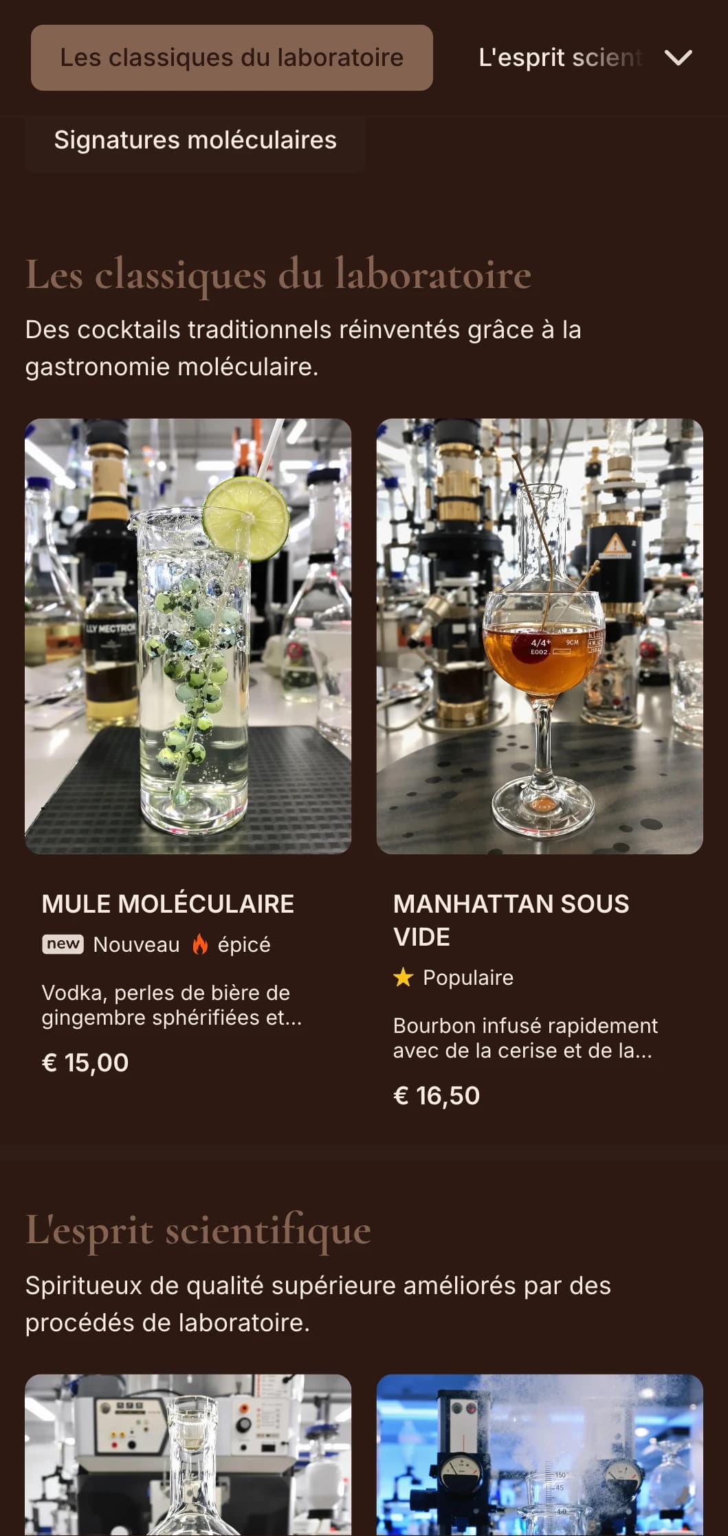 Design violet d'inspiration mystérieuse avec des éléments botaniques pour les bars à cocktails artisanaux.