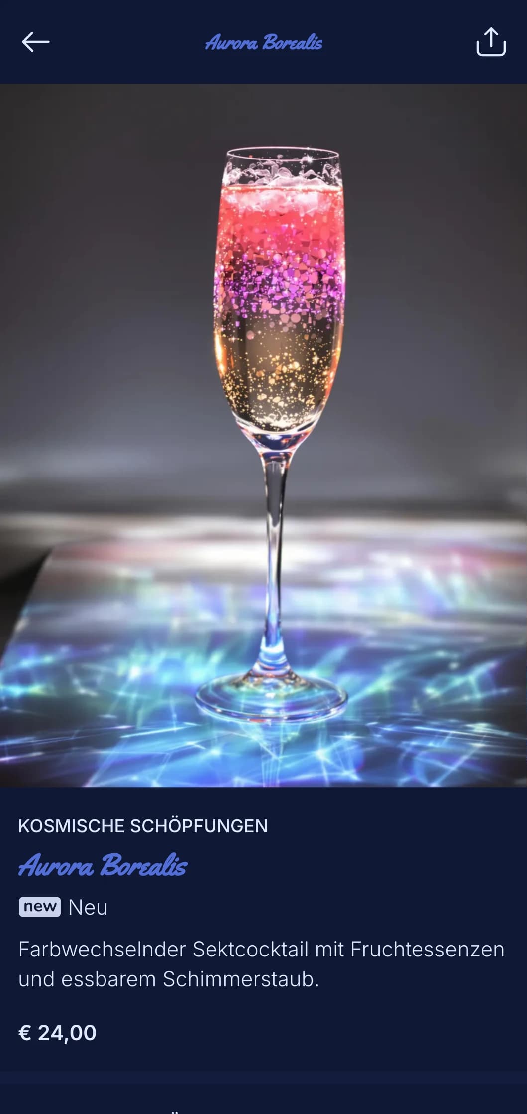 Verträumtes blaues Design mit Sternenelementen für Cocktails auf dem Dach.