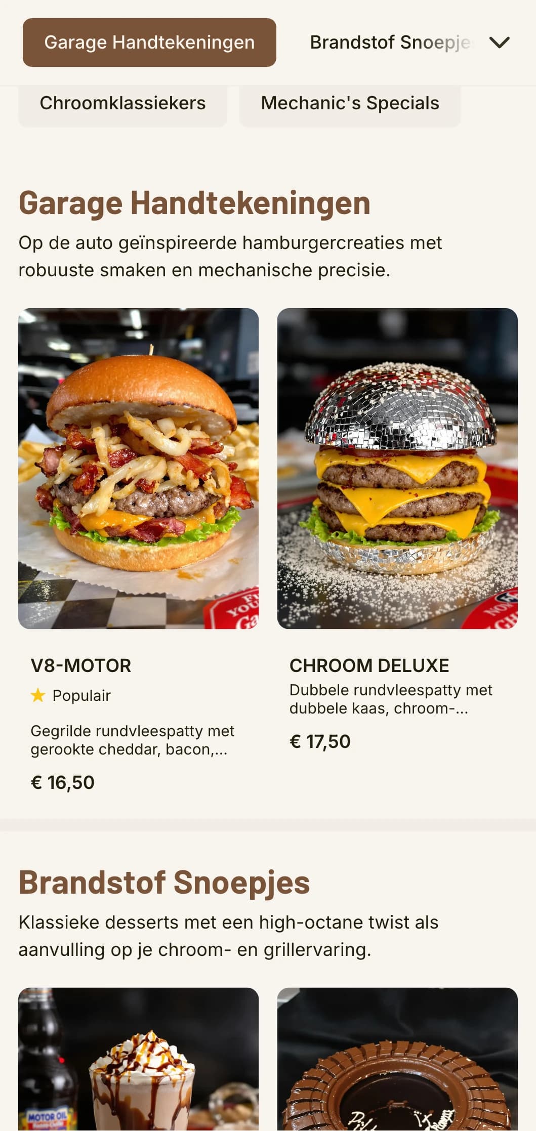 Op klassieke auto's geïnspireerde hamburger garage met auto-elementen en vintage road trip nostalgie.